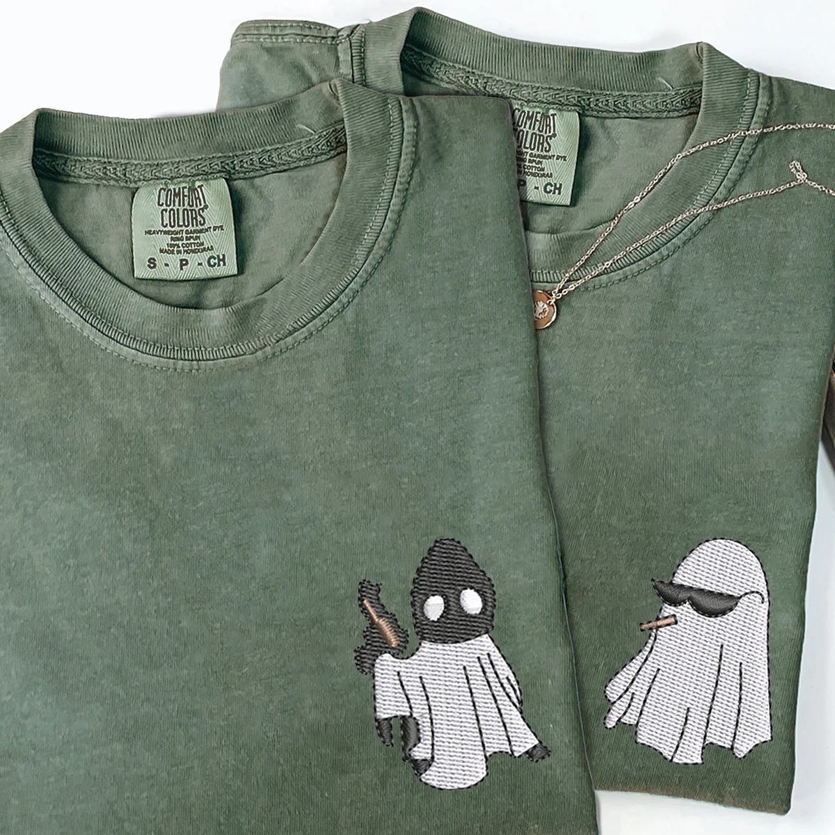 Custom Embroidered Ghost Partners In Crime Matching T-shirts for Couples - Image 4