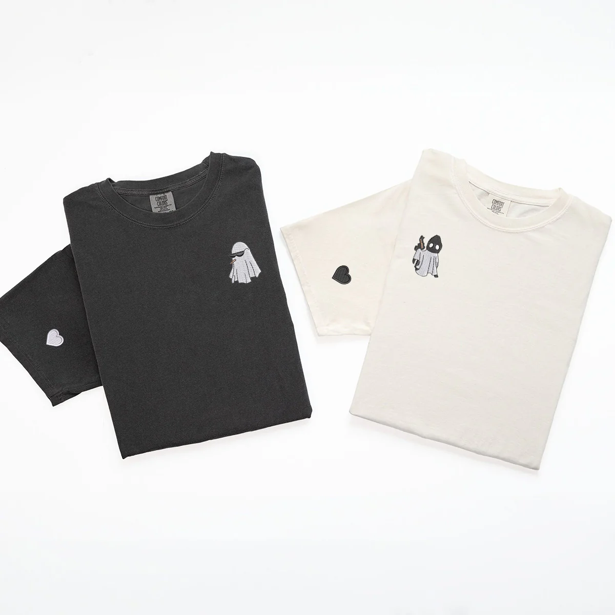 Custom Embroidered Ghost Partners In Crime Matching T-shirts for Couples - Image 5