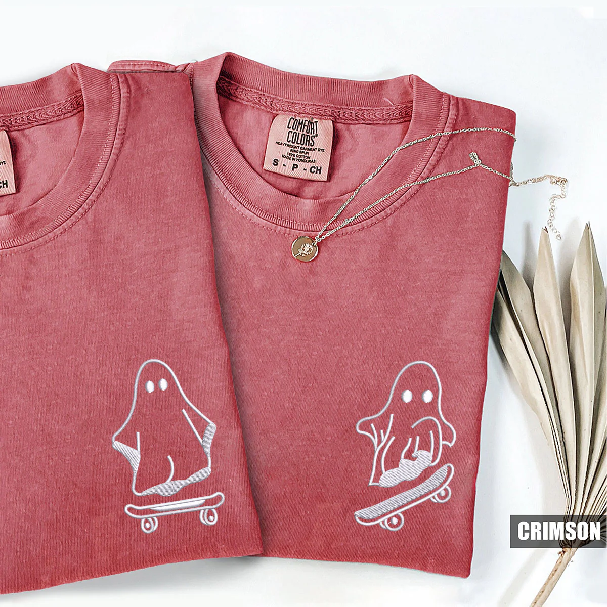 Custom Embroidered Ghost Skater Matching T-shirts for Couples - Image 4