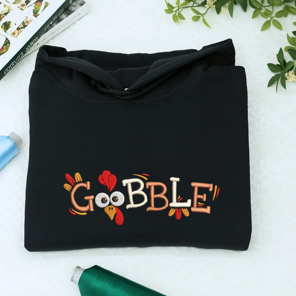 Custom Embroidered Gobble Till You Wobble Hoodie | Funny Thanksgiving Sweatshirt β Cozy Fall Embroidery Gift
