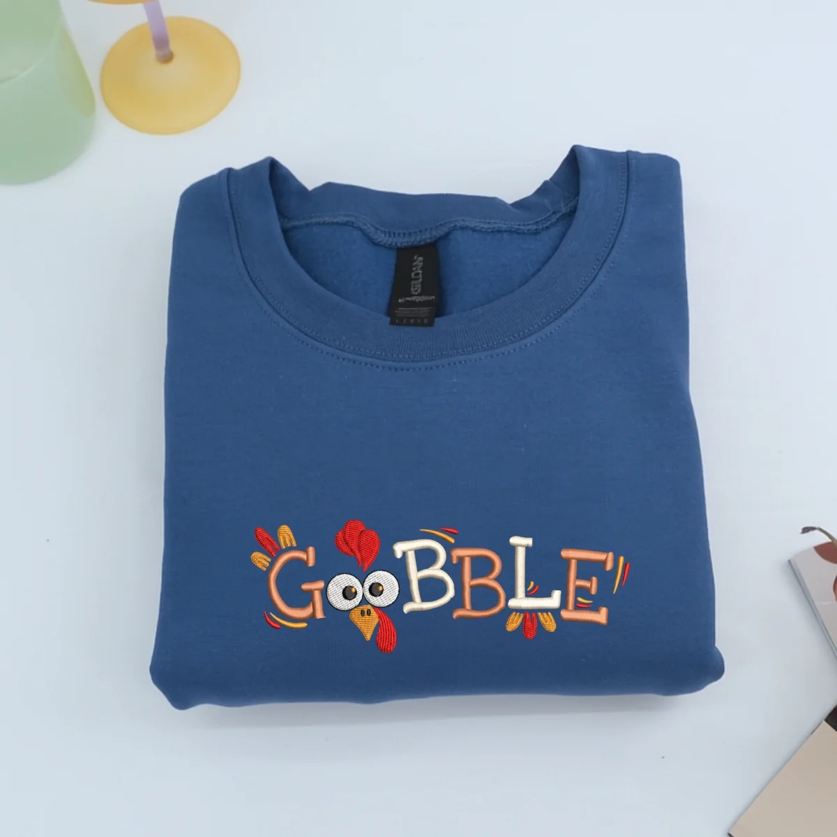 Custom Embroidered Gobble Till You Wobble Hoodie | Funny Thanksgiving Sweatshirt β Cozy Fall Embroidery Gift - Image 5