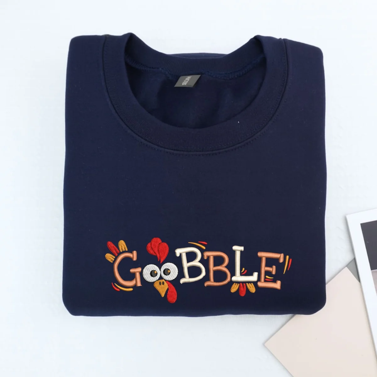 Custom Embroidered Gobble Till You Wobble Hoodie | Funny Thanksgiving Sweatshirt β Cozy Fall Embroidery Gift - Image 6