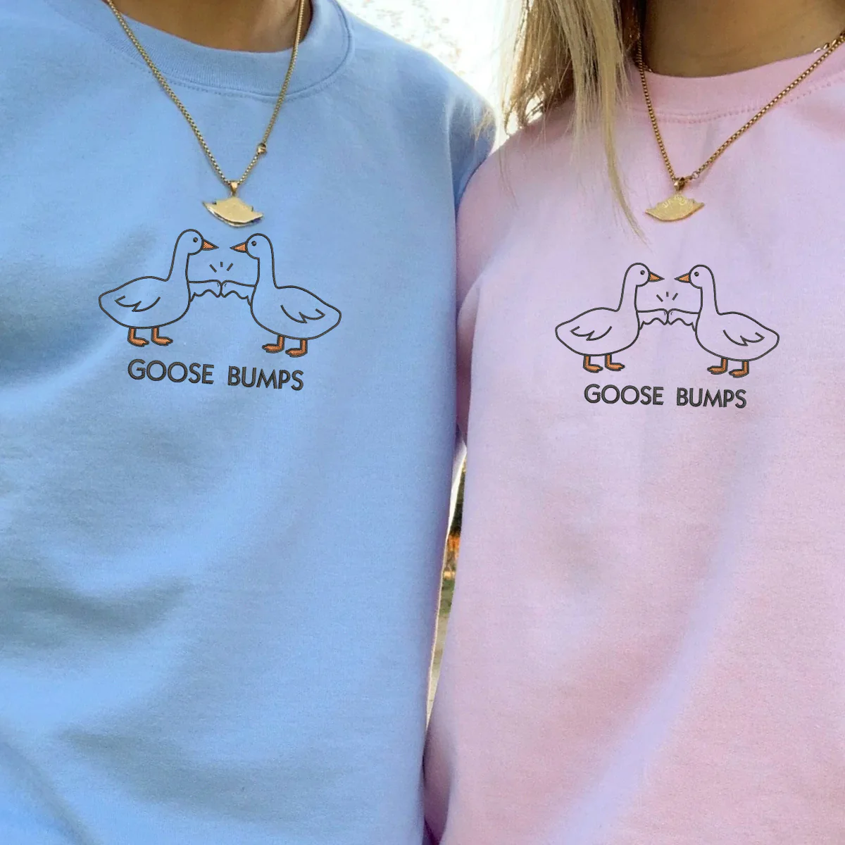 Custom Embroidered Goose Bumps Matching Hoodies for Couples - Image 7