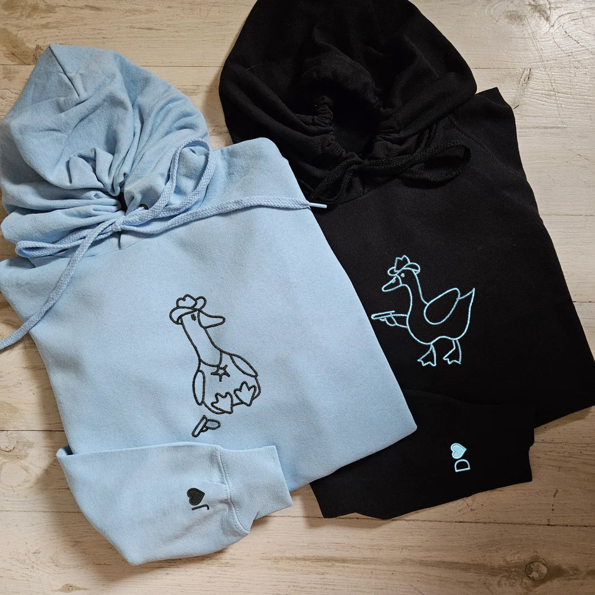 Custom Embroidered Goose Sherrifs Matching Hoodies for Couples - Image 2