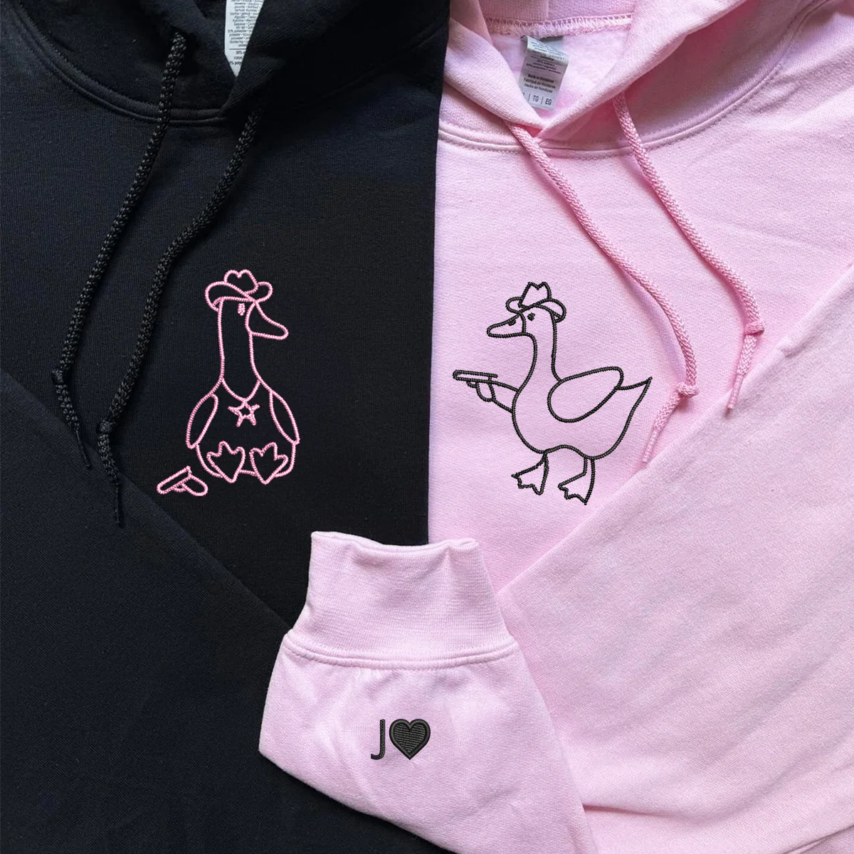 Custom Embroidered Goose Sherrifs Matching Hoodies for Couples - Image 3