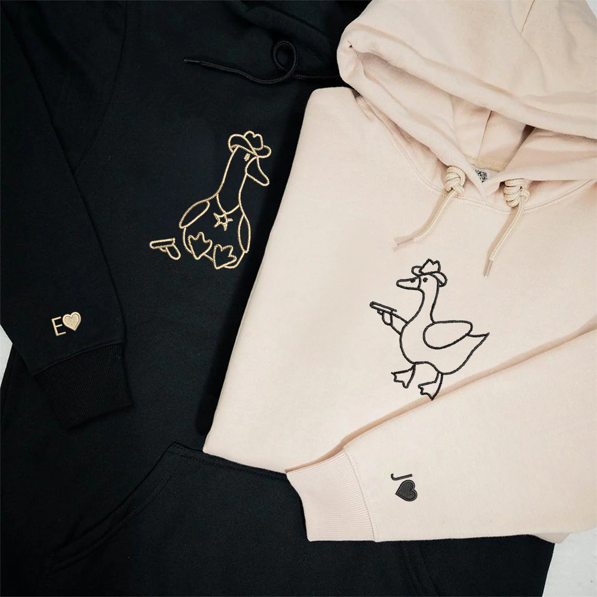 Custom Embroidered Goose Sherrifs Matching Hoodies for Couples - Image 4