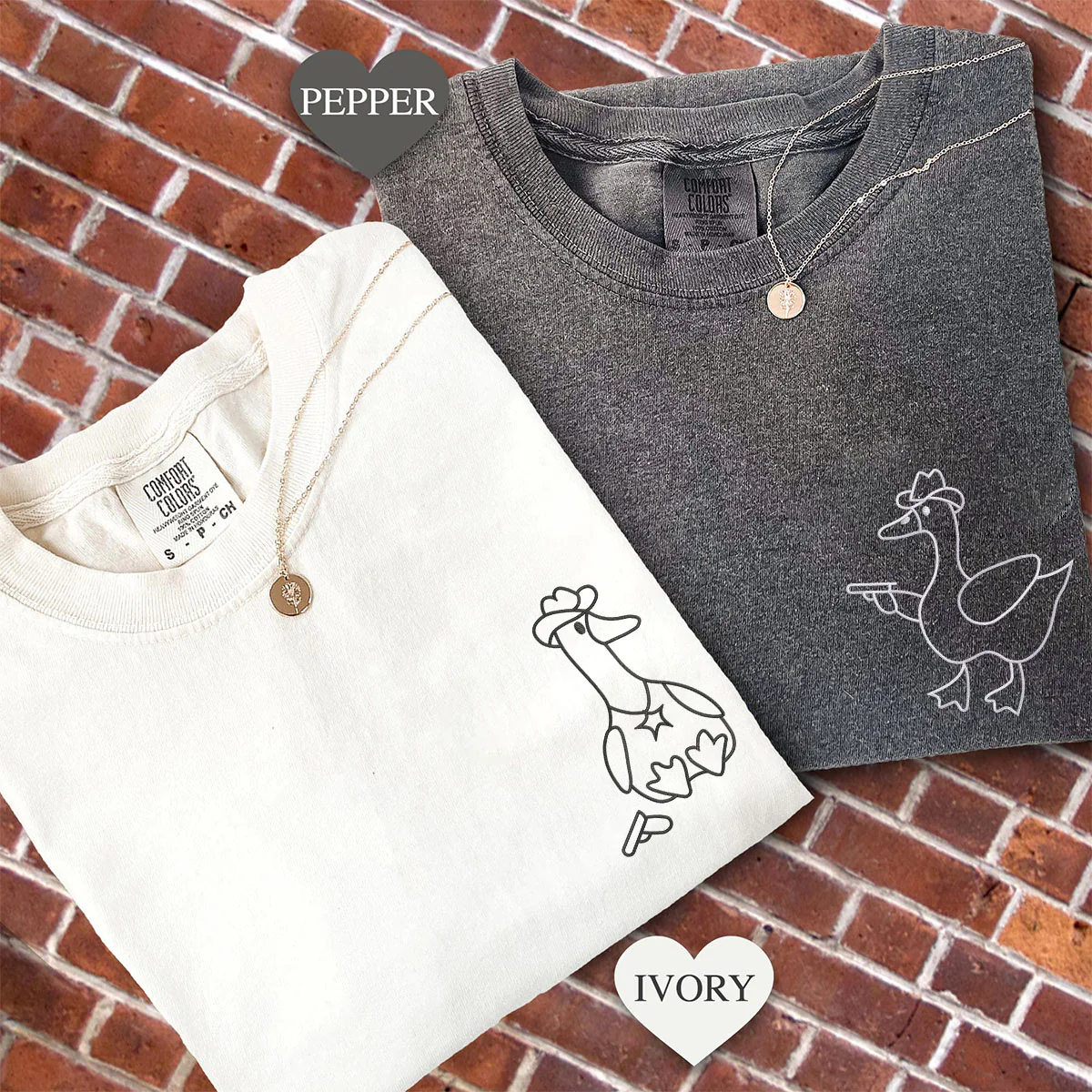 Custom Embroidered Goose Sherrifs Matching T-shirts for Couples - Image 2