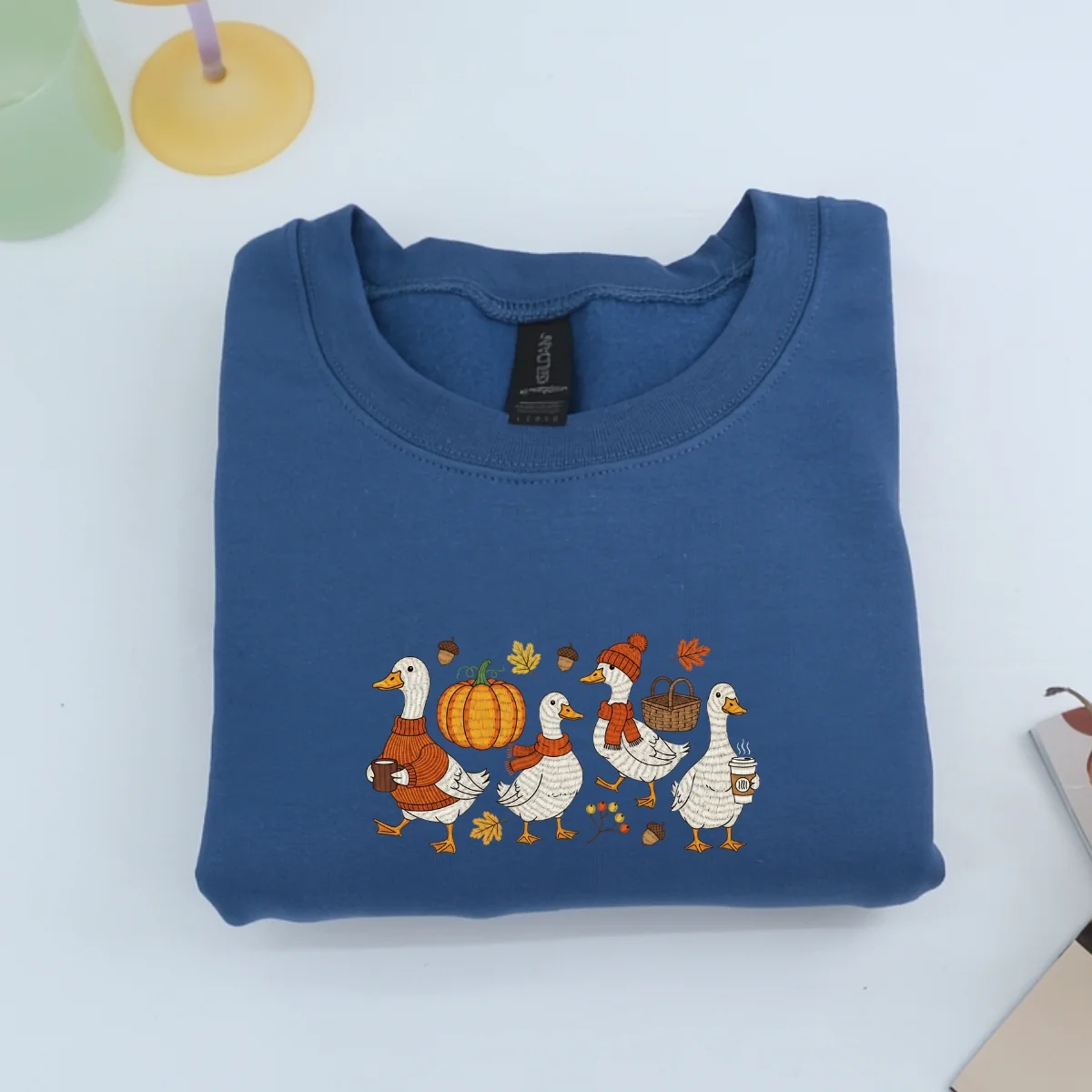 Custom Embroidered Goose Sweatshirt | Cozy Fall Thanksgiving Hoodie β Cute Autumn Embroidery Gift - Image 2