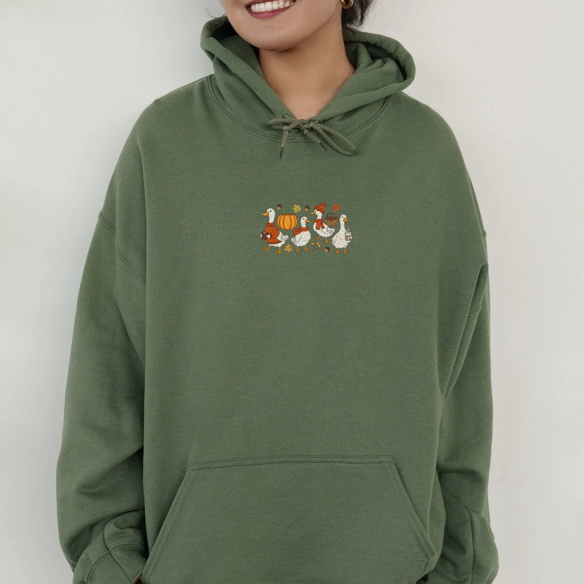 Custom Embroidered Goose Sweatshirt | Cozy Fall Thanksgiving Hoodie β Cute Autumn Embroidery Gift - Image 8