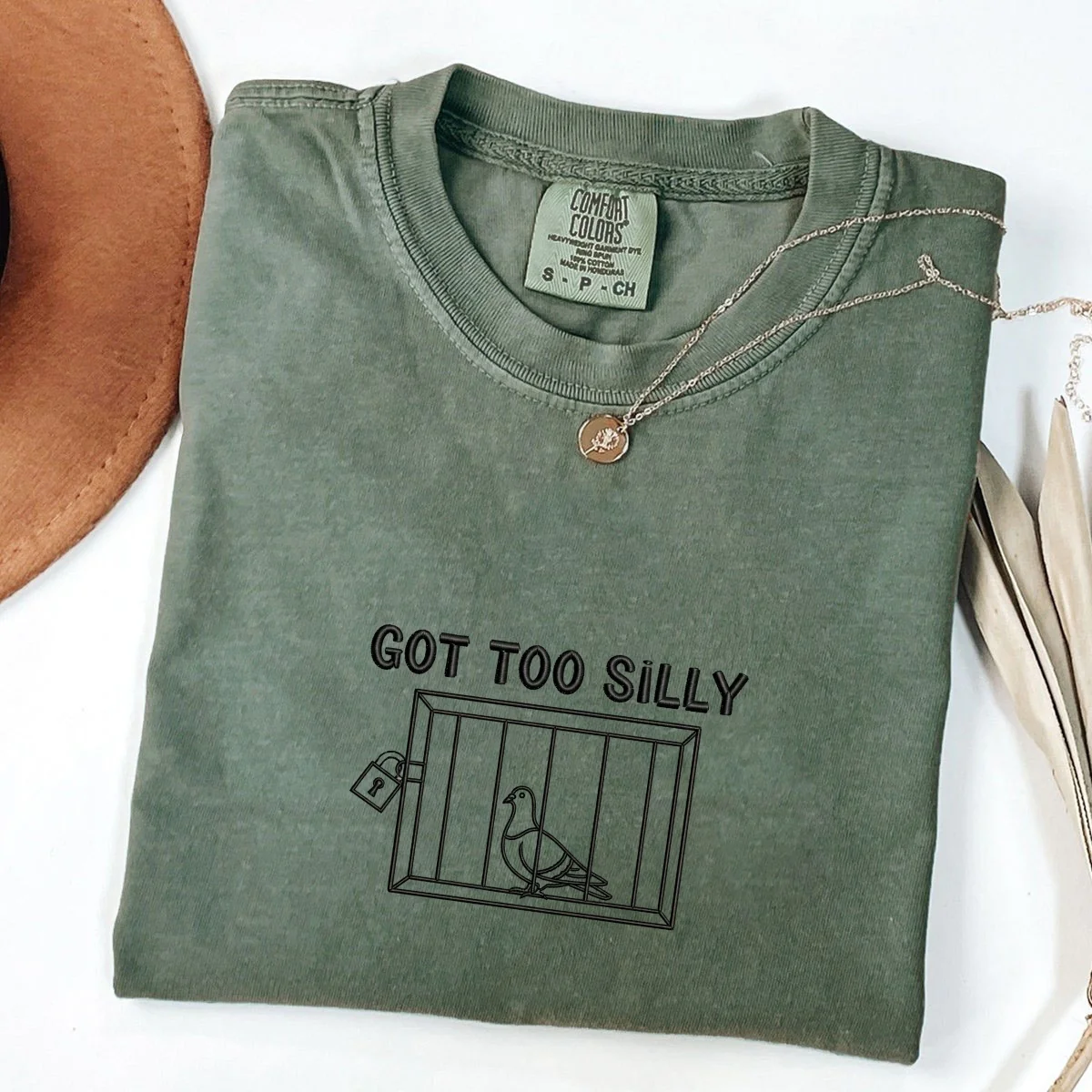Custom Embroidered Got Too Silly T-Shirt | Funny Silly Bird Meme Tee – Cute Animal Shirt Gift - Image 6