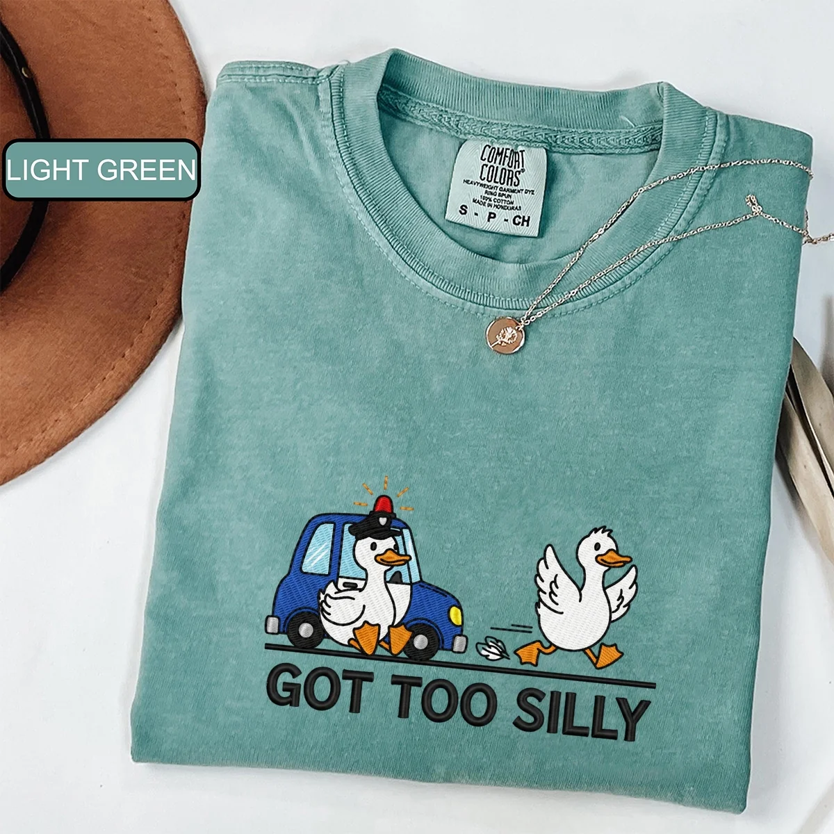 Custom Embroidered Got Too Silly T-Shirt | Funny Silly Goose Meme Tee – Cute Goose Lover Gift