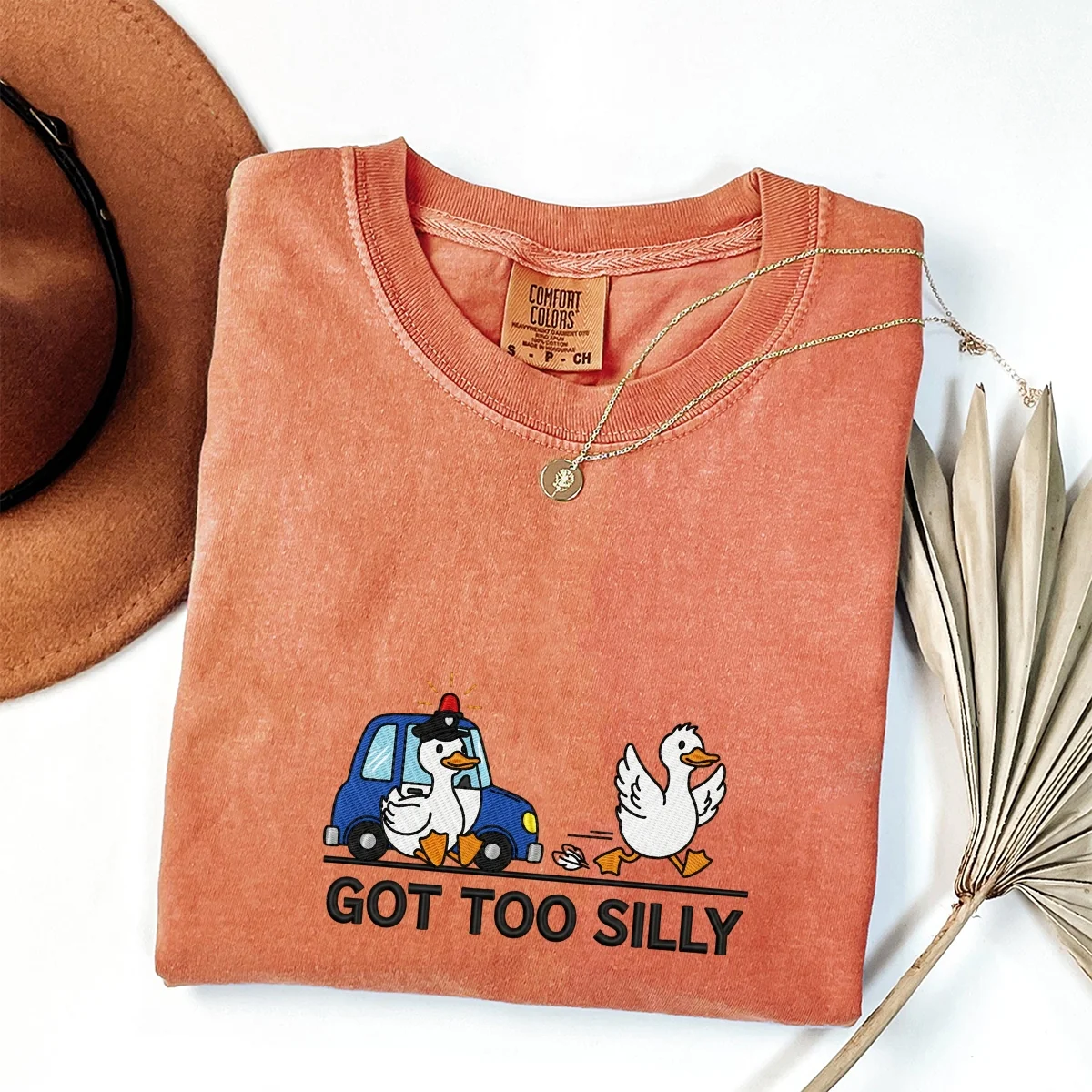 Custom Embroidered Got Too Silly T-Shirt | Funny Silly Goose Meme Tee – Cute Goose Lover Gift - Image 5