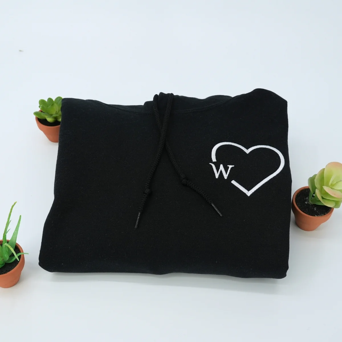 Custom Embroidered Heart Initials Matching Hoodies for Couples - Image 2