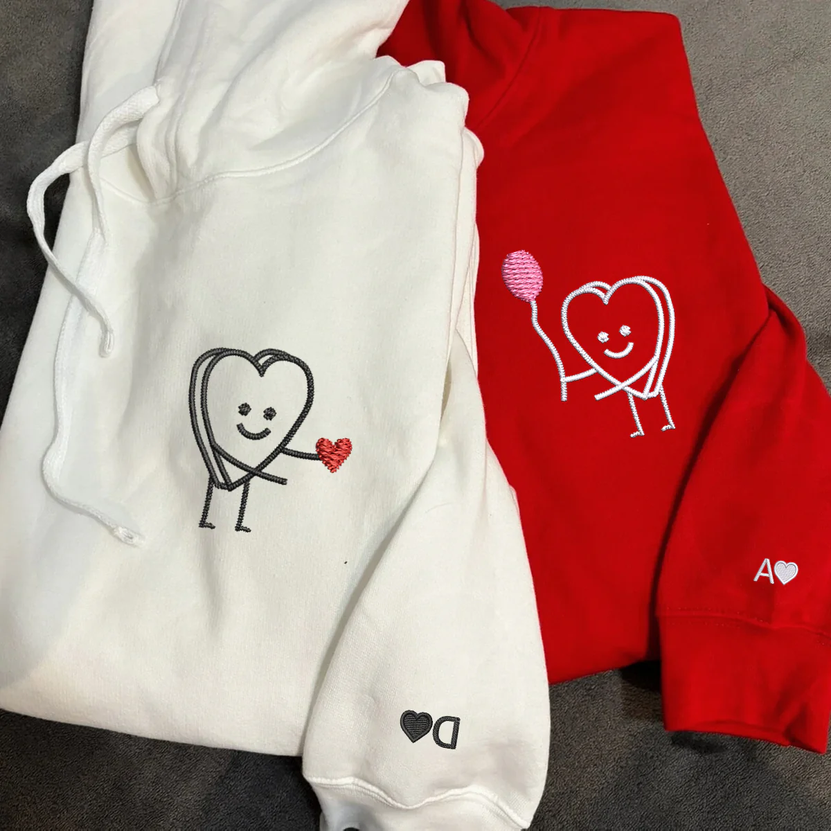 Custom Embroidered Heart Love Matching Hoodies for Couples - Image 6