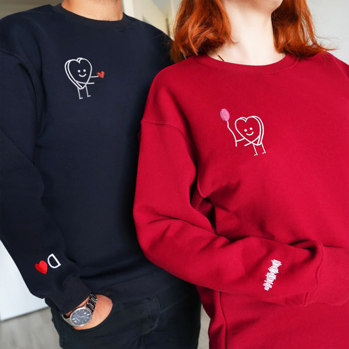 Custom Embroidered Heart Love Matching Hoodies for Couples - Image 7