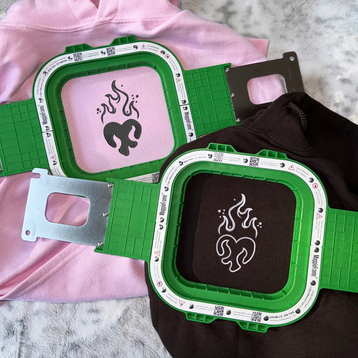 Custom Embroidered Heart on Fire Matching Hoodies for Couples - Image 4