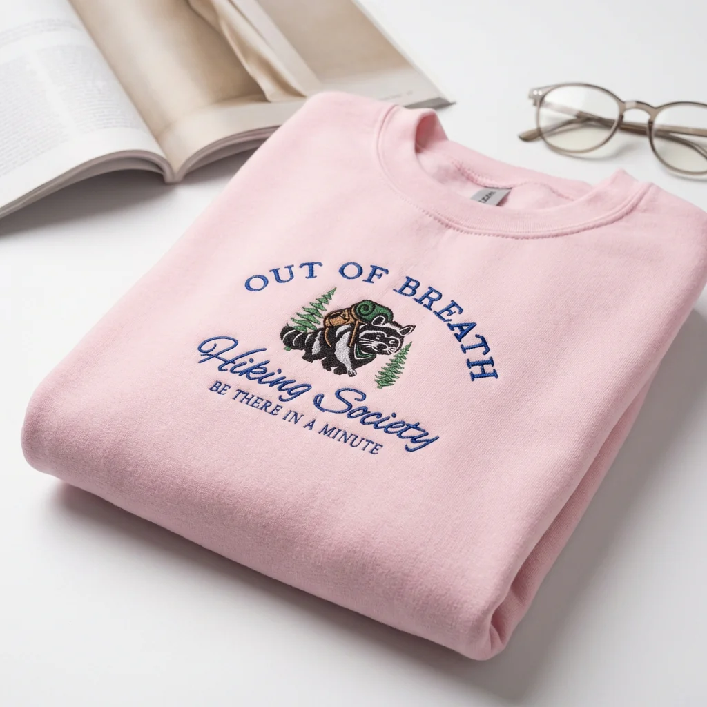 Custom Embroidered Hiking Sweatshirt - Funny Raccoon Hoodie – Nature Lover Gift - Image 2