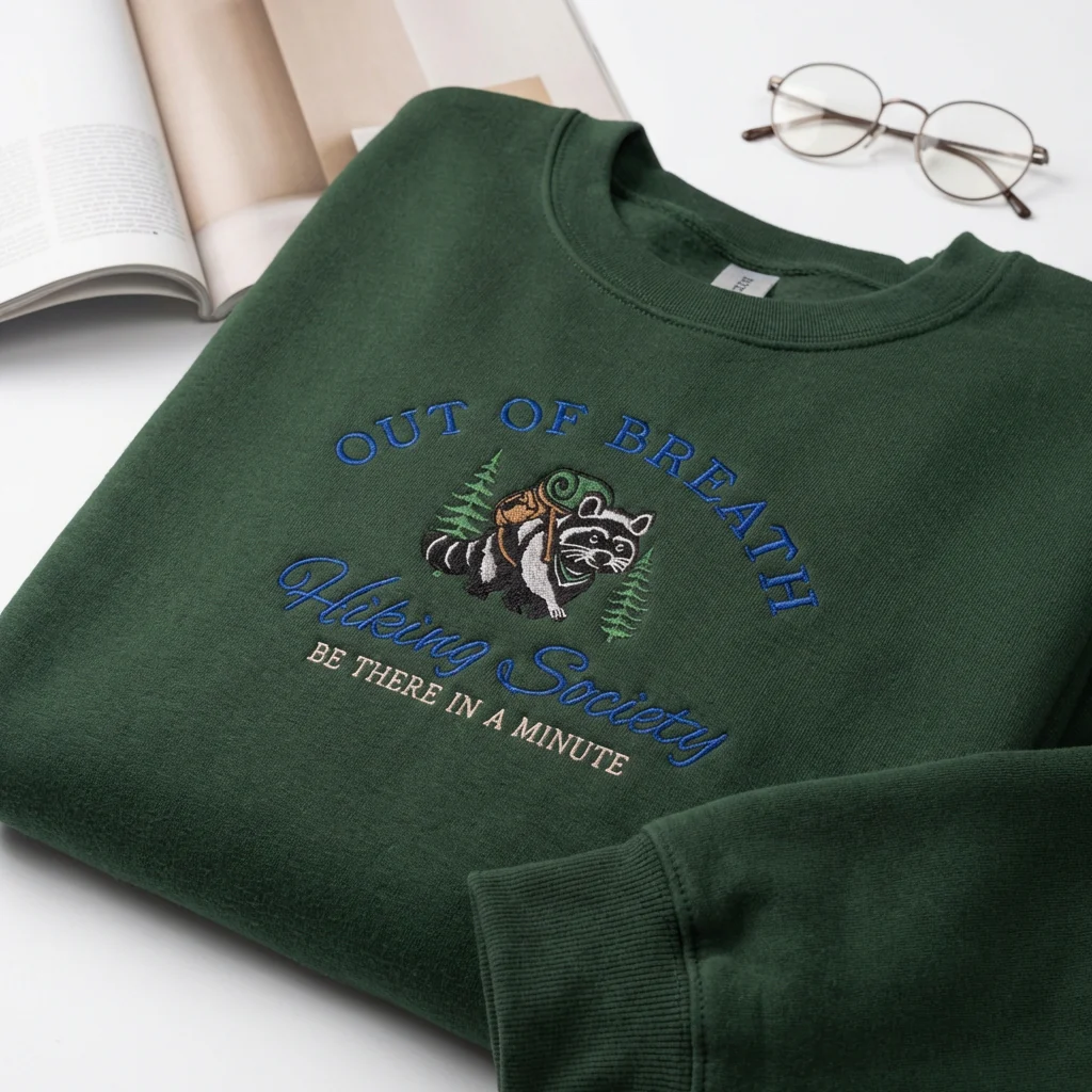 Custom Embroidered Hiking Sweatshirt - Funny Raccoon Hoodie – Nature Lover Gift - Image 5