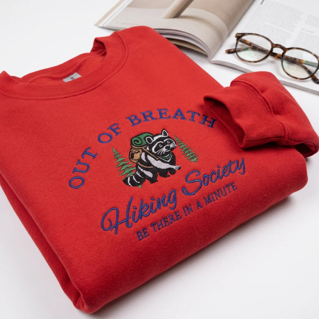 Custom Embroidered Hiking Sweatshirt - Funny Raccoon Hoodie – Nature Lover Gift - Image 6