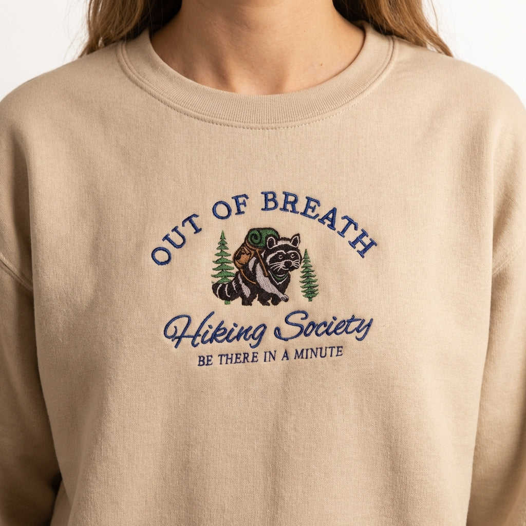 Custom Embroidered Hiking Sweatshirt - Funny Raccoon Hoodie – Nature Lover Gift - Image 7