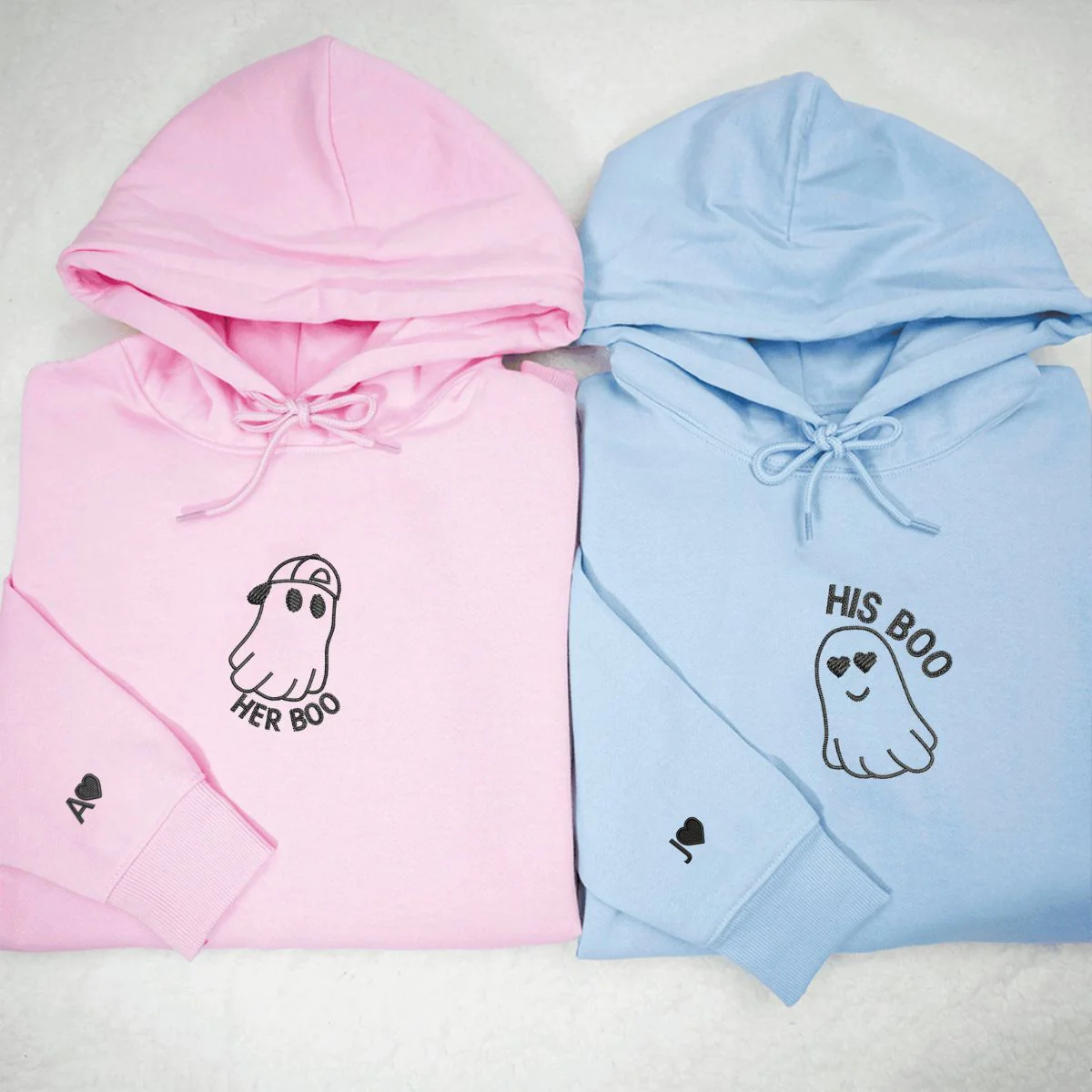 Custom Embroidered His Boo Her Boo Matching Hoodies for Couples - Image 4