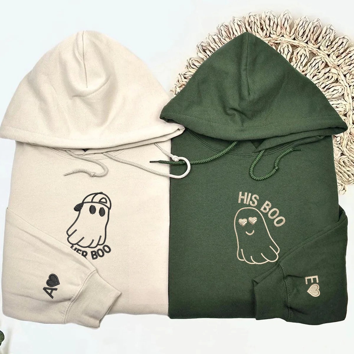 Custom Embroidered His Boo Her Boo Matching Hoodies for Couples - Image 5