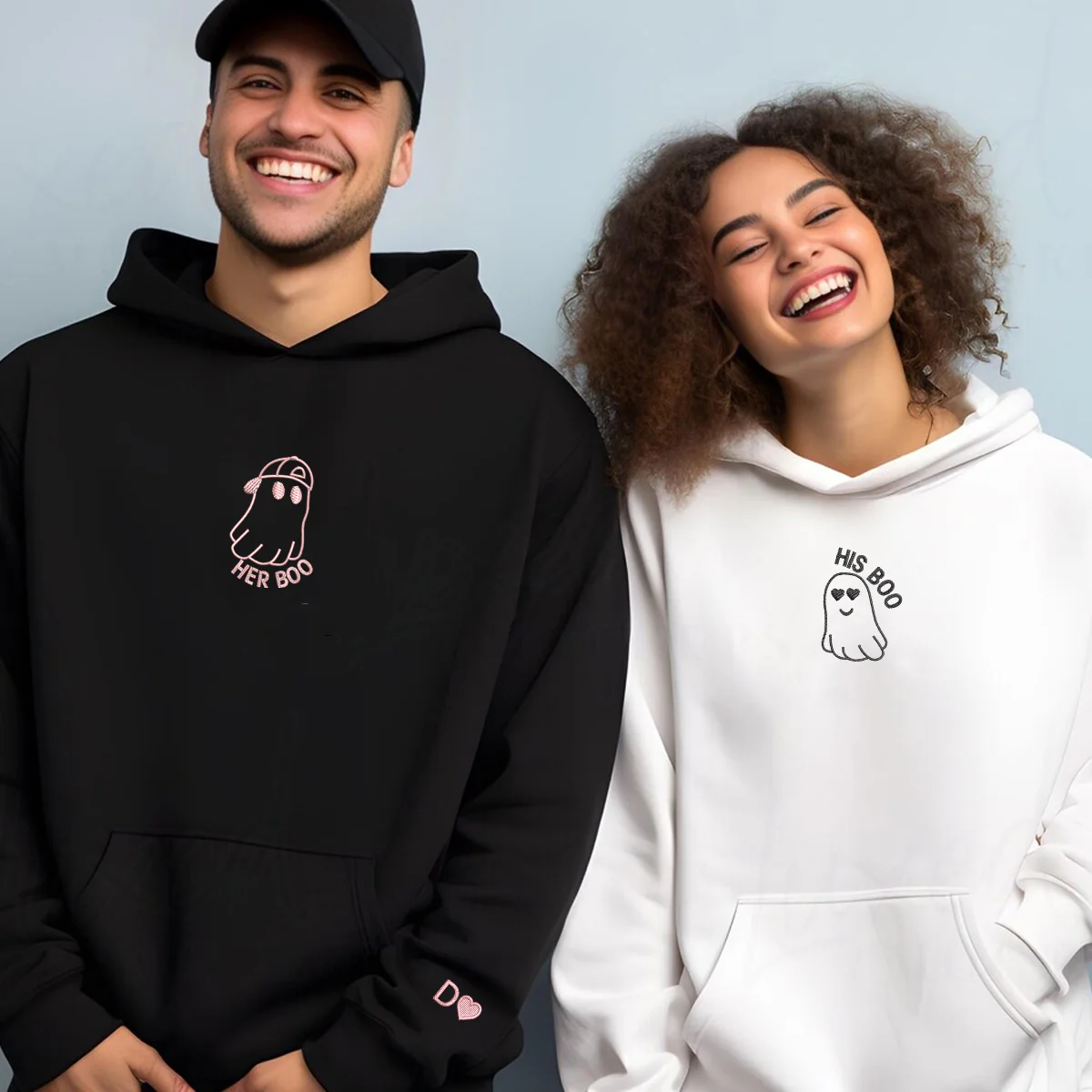 Custom Embroidered His Boo Her Boo Matching Hoodies for Couples - Image 6