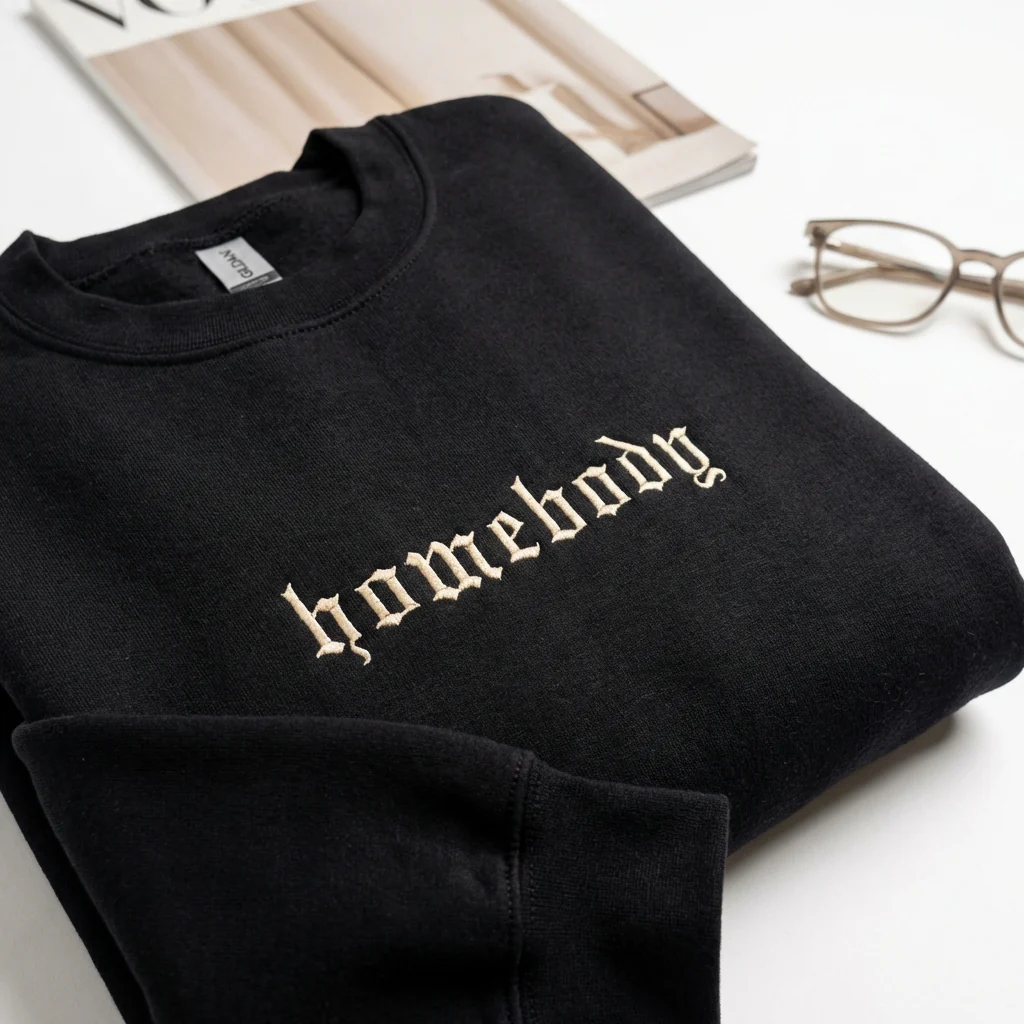 Custom Embroidered Homebody Sweatshirt - Cozy Minimalist Hoodie for Everyday Wear - Image 2