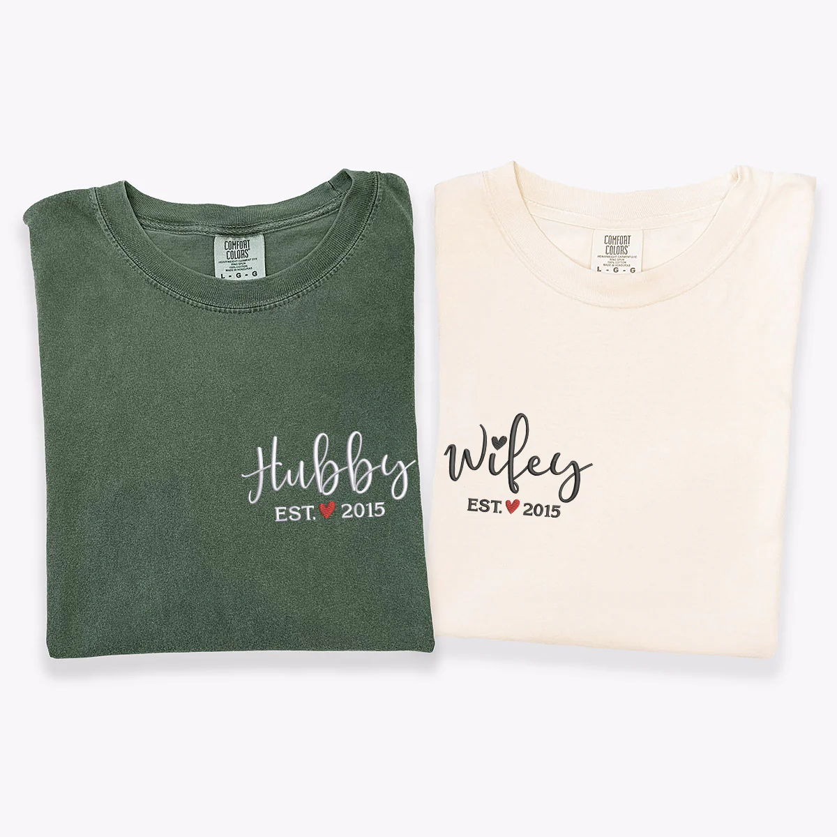 Custom Embroidered Hubby and Wifey Matching T-shirts for Couples - Image 6