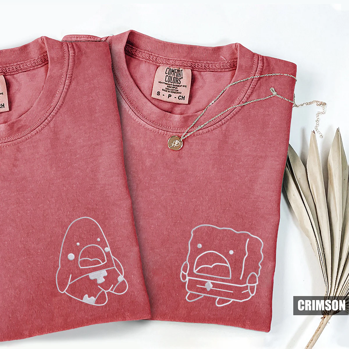 Custom Embroidered Humorous Cartoon Matching T-shirts for Couples - Image 4