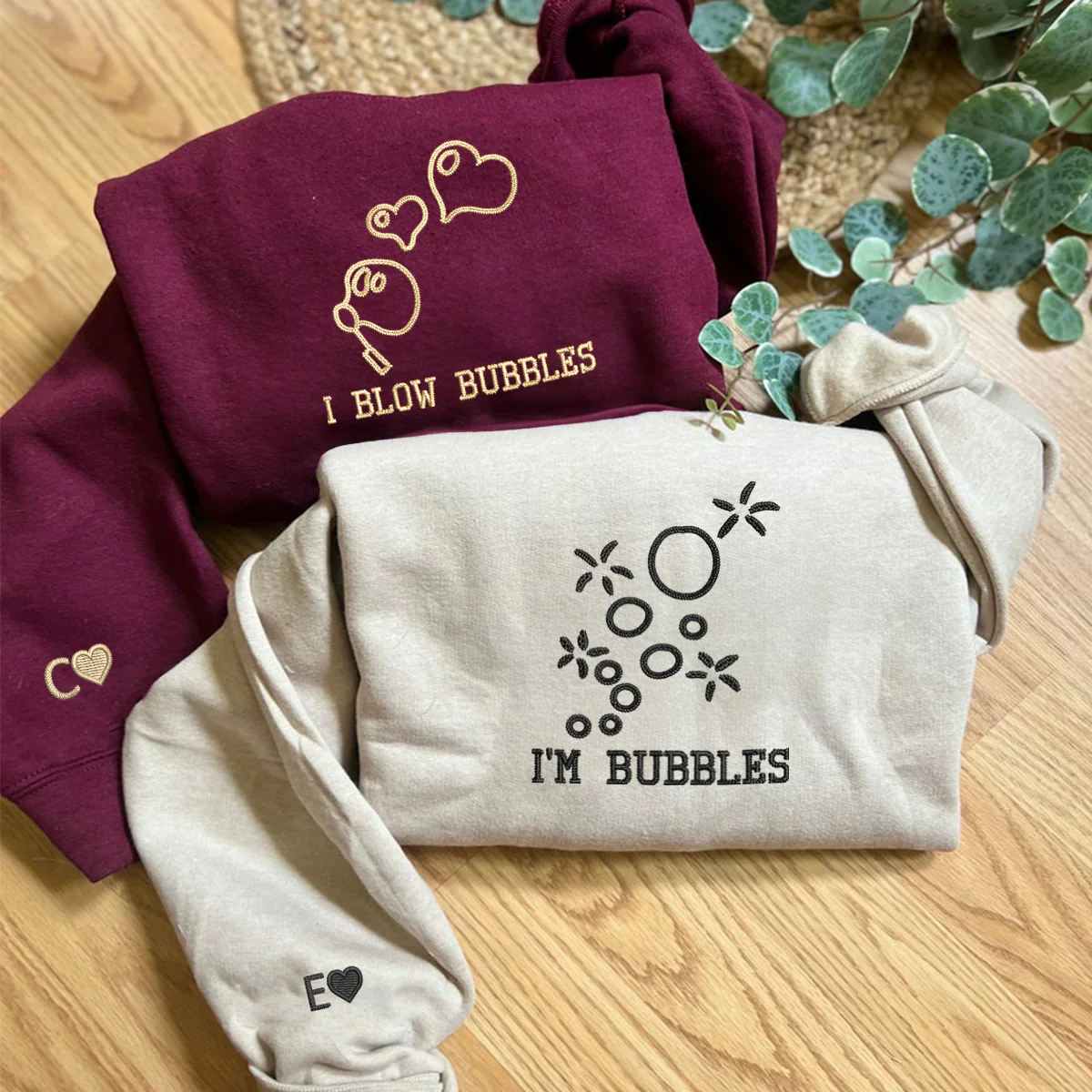 Custom Embroidered I Blow Bubbles Matching Hoodies for Couples - Image 5