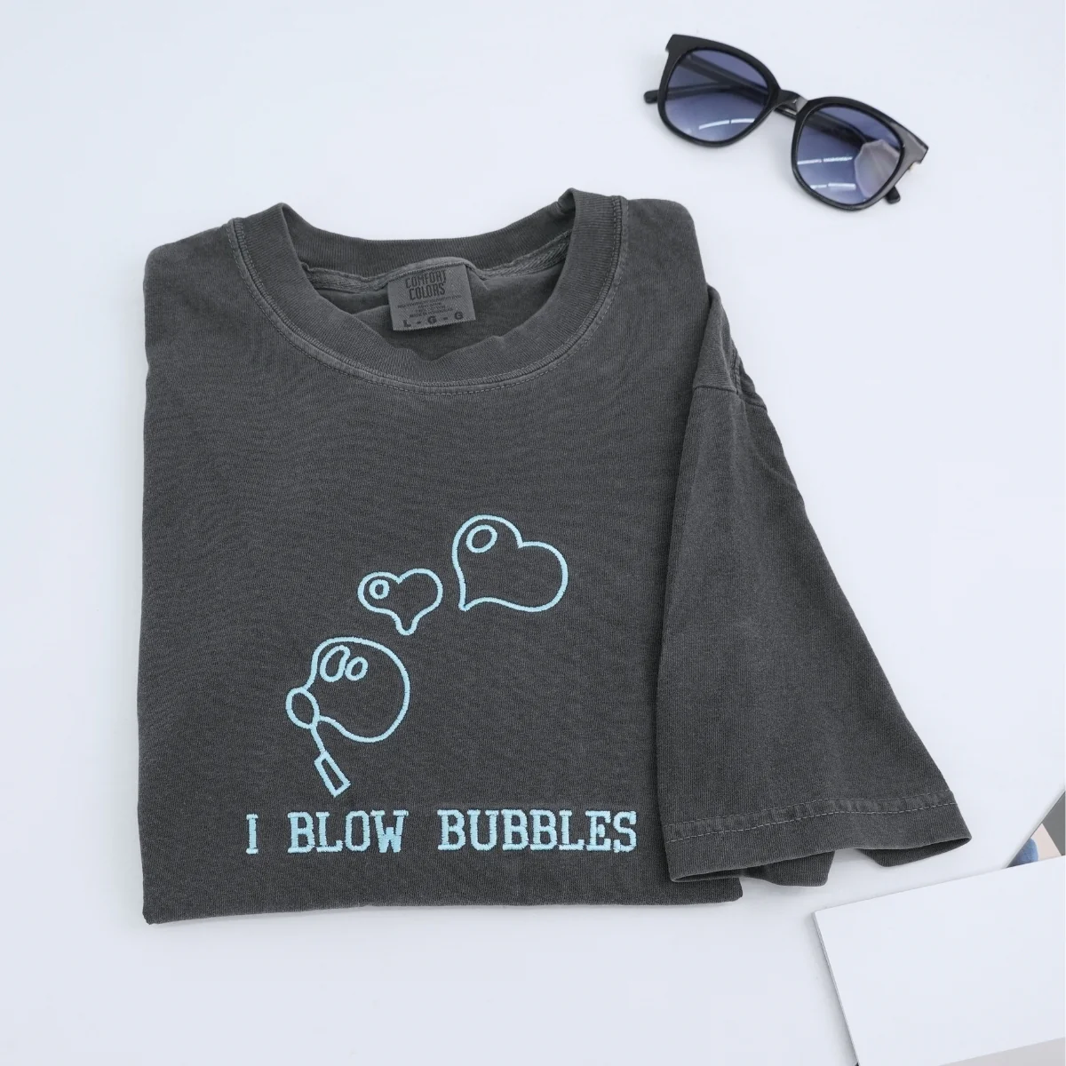 Custom Embroidered I Blow Bubbles Matching T-shirts for Couples - Image 3
