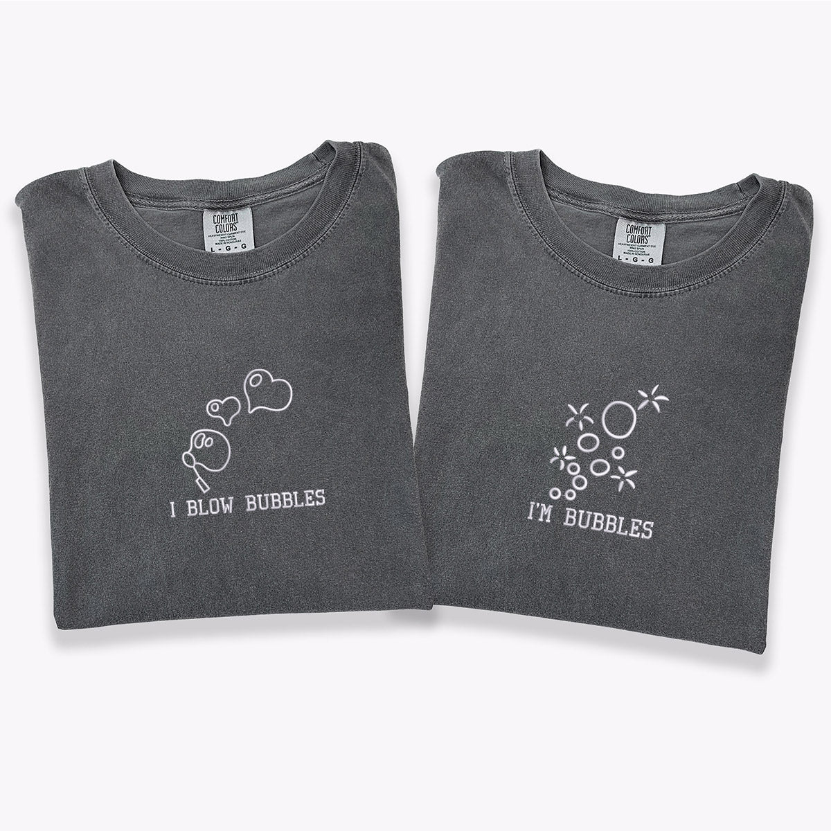 Custom Embroidered I Blow Bubbles Matching T-shirts for Couples - Image 4