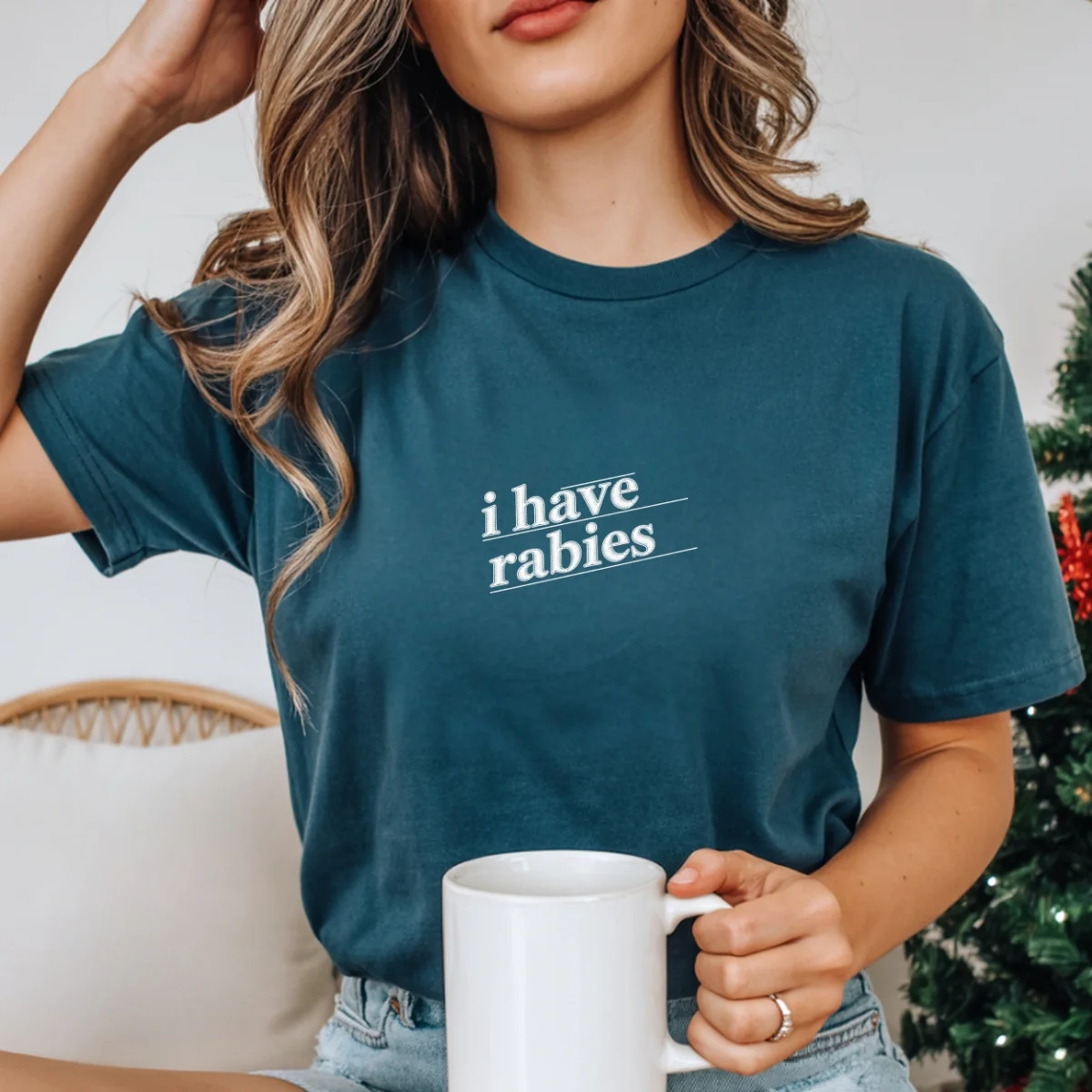 Custom Embroidered I Have Rabies T-Shirt | Funny Feral Girl Meme Tee – Sarcasm Gift - Image 6