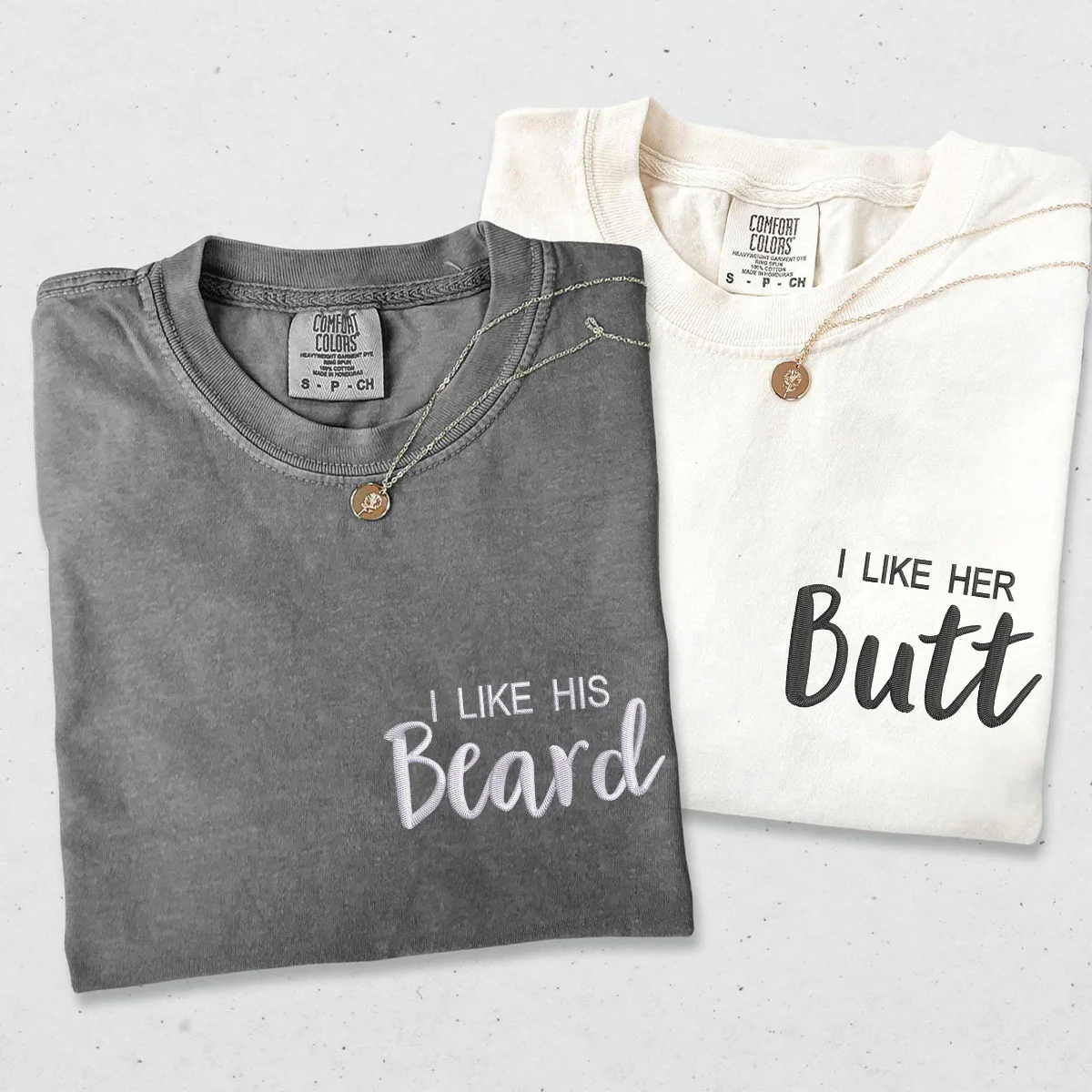 Custom Embroidered I Like His Beard Matching T-shirts for Couples - Image 4
