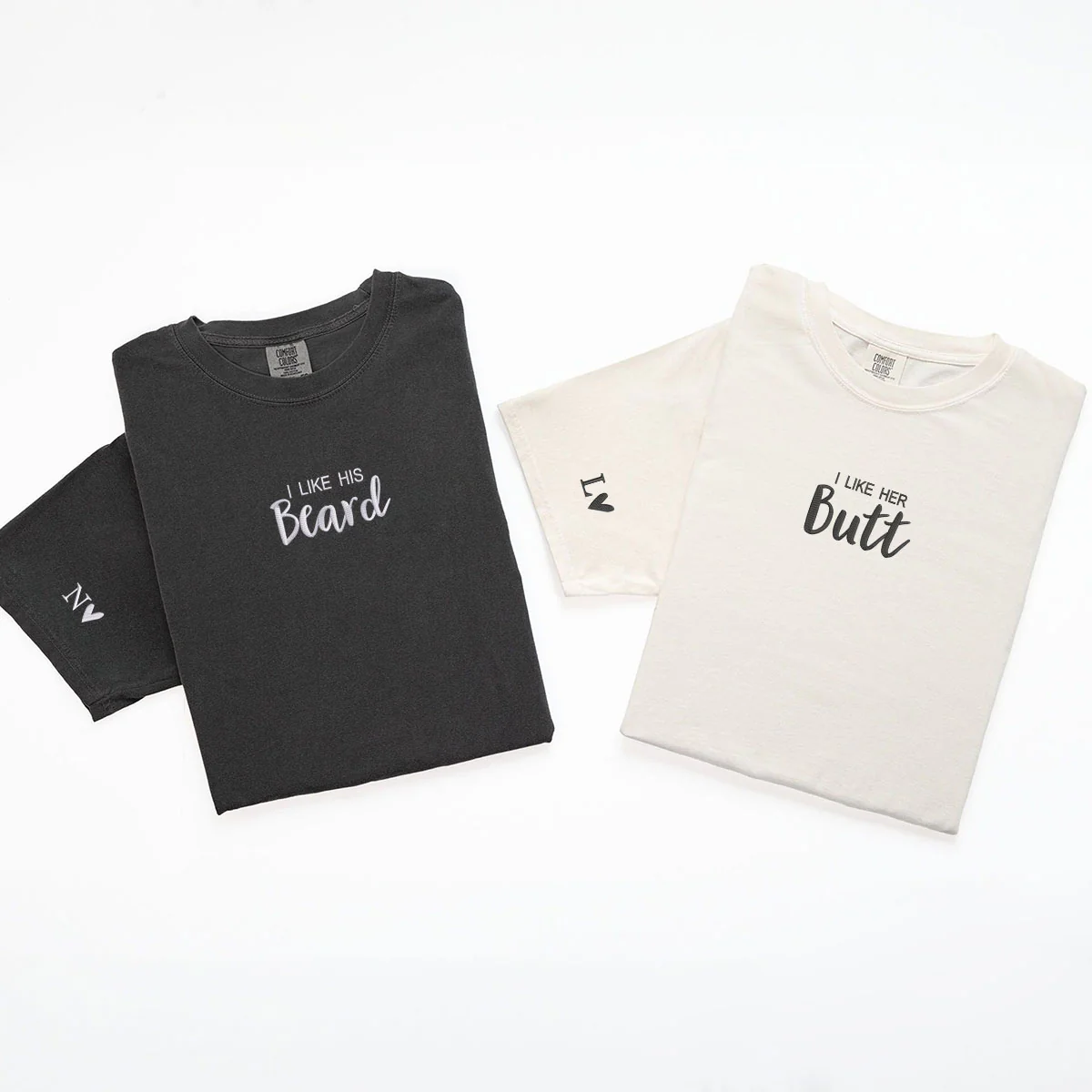 Custom Embroidered I Like His Beard Matching T-shirts for Couples - Image 5