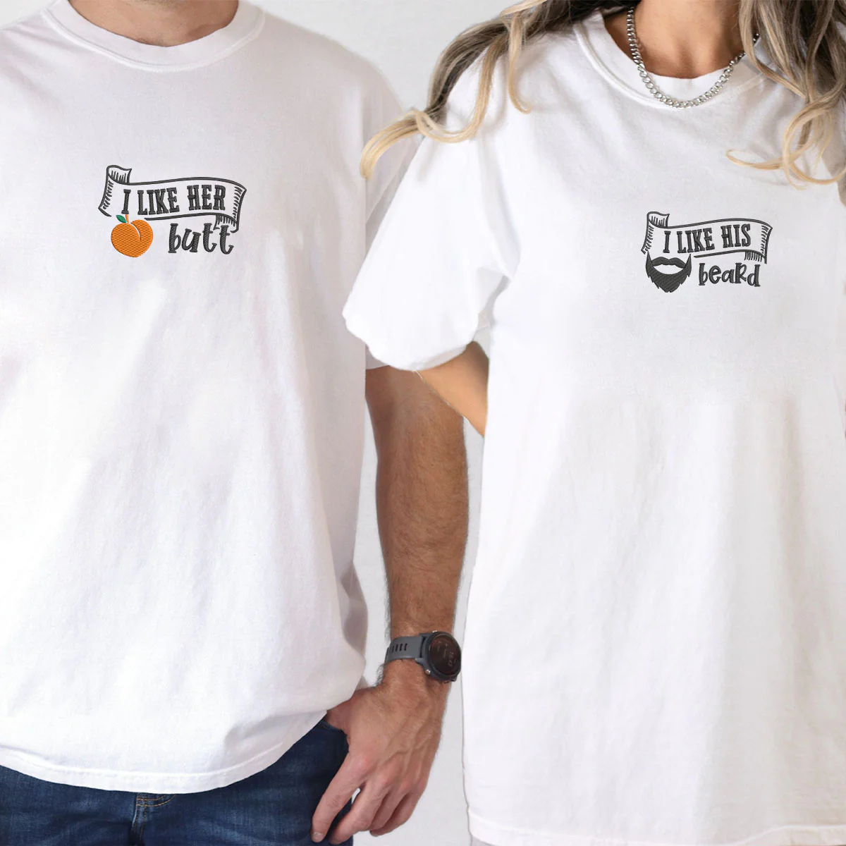 Custom Embroidered I Like His Beard Matching T-shirts for Couples - Image 6