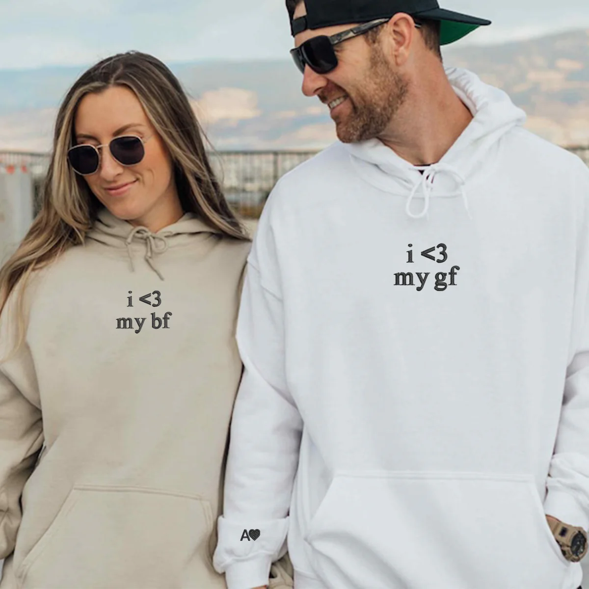 Custom Embroidered I Love My Boyfriend And Girlfriend Matching Hoodies for Couples - Image 5