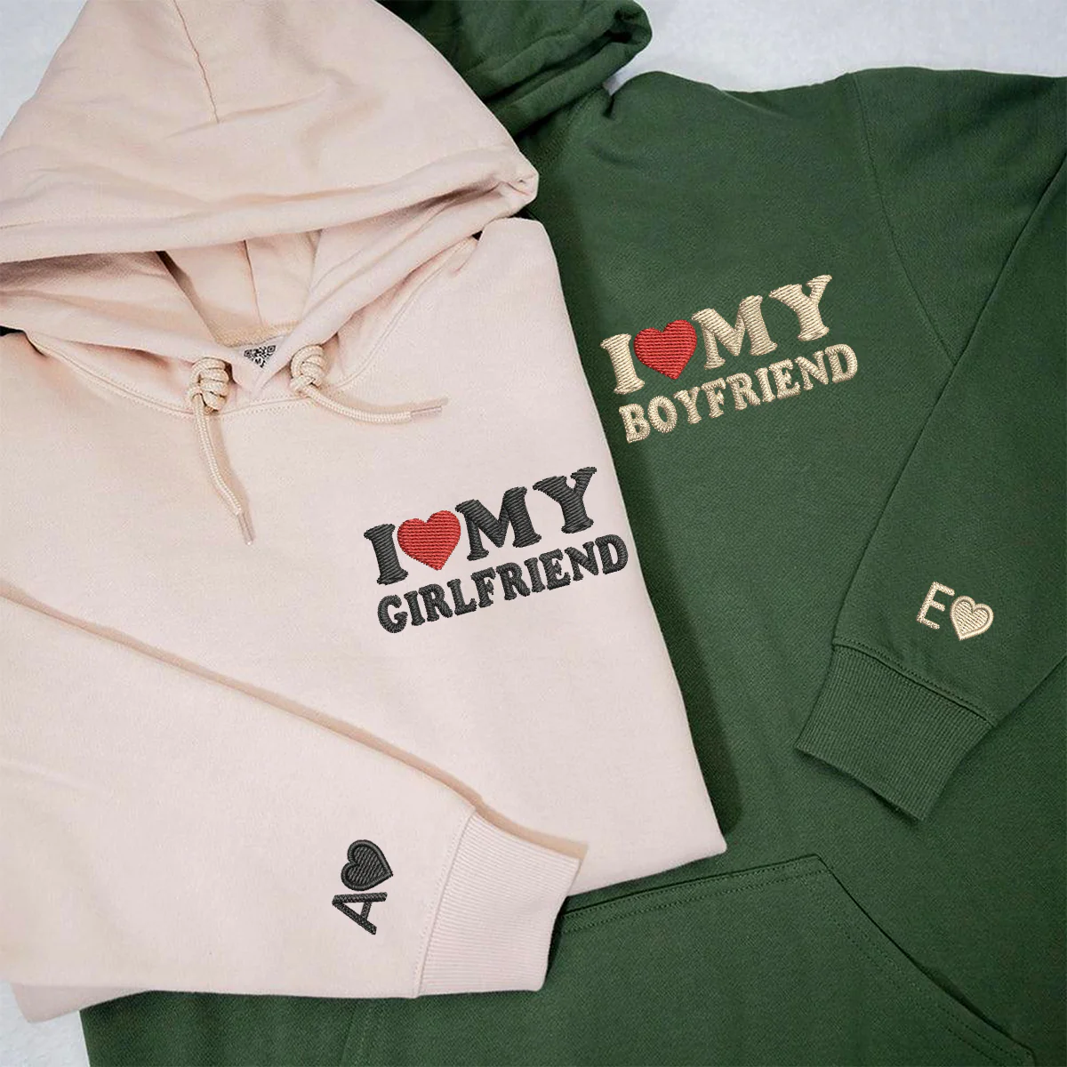 Custom Embroidered I Love My Boyfriend/ Girlfriend Matching Hoodies for Couples - Image 3