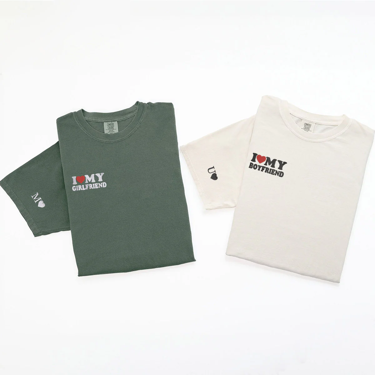 Custom Embroidered I Love My Boyfriend/ Girlfriend T-shirts for Couples - Image 4