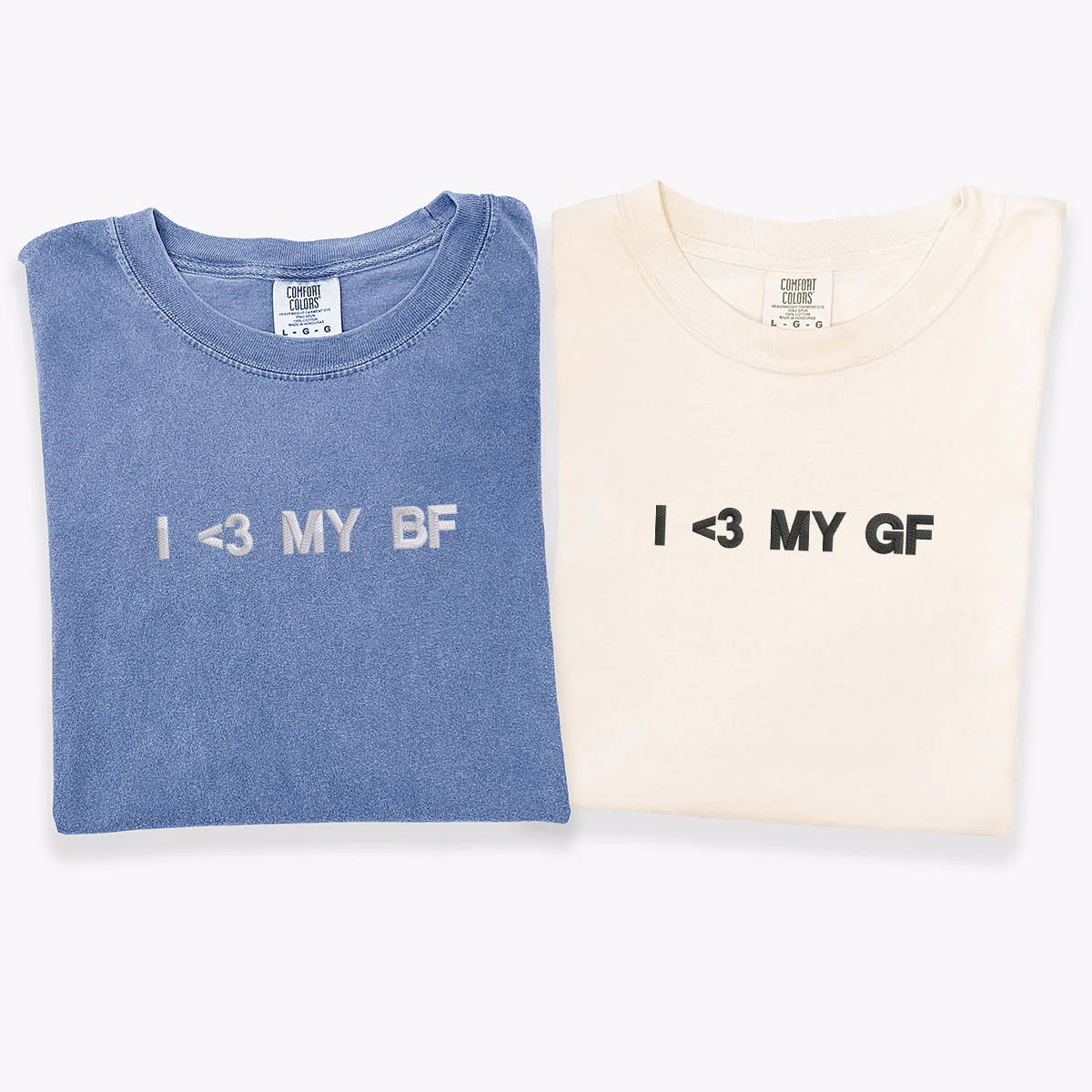 Custom Embroidered I Love My Gf Bf Matching T-shirts for Couples - Image 2