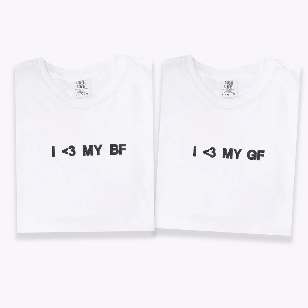 Custom Embroidered I Love My Gf Bf Matching T-shirts for Couples - Image 3