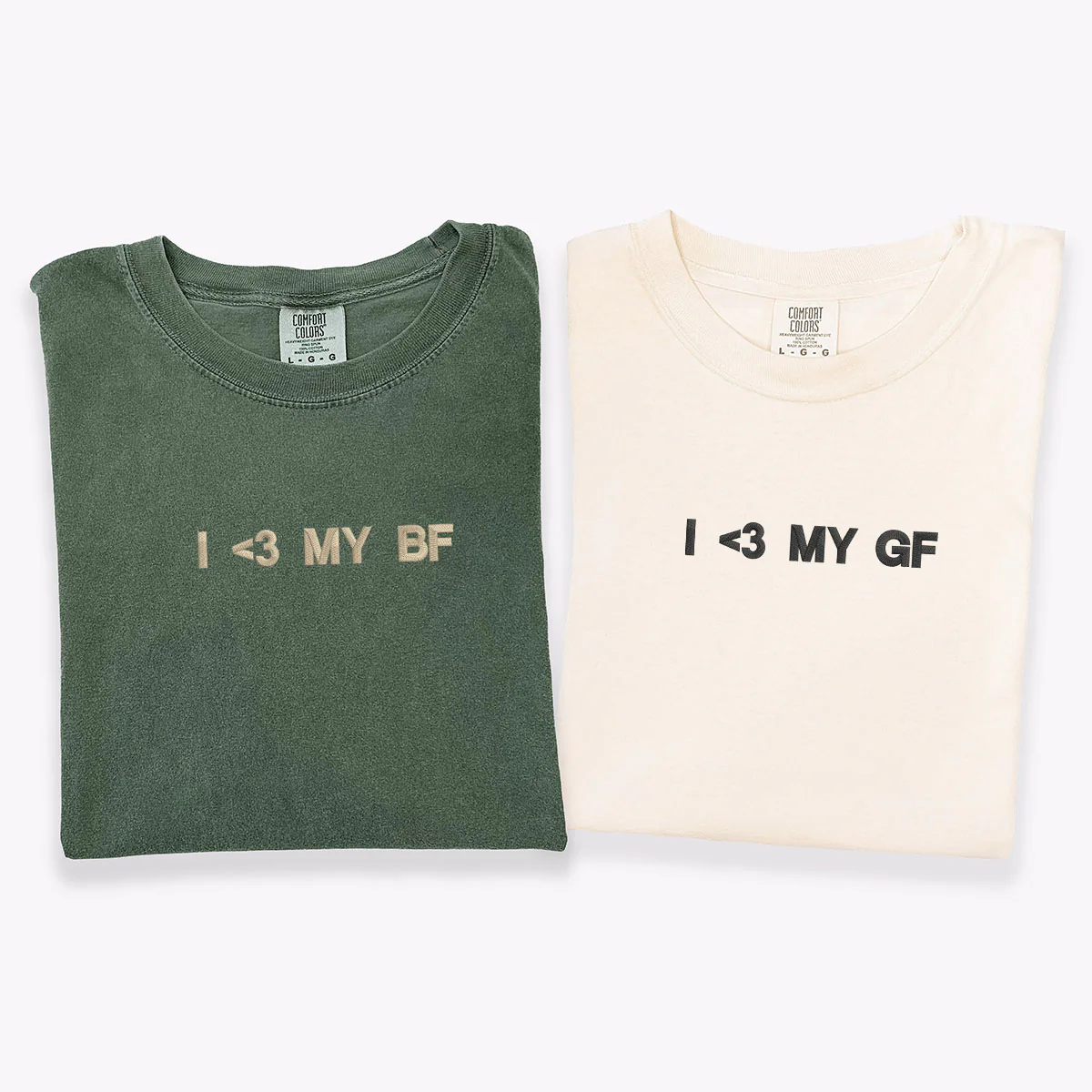 Custom Embroidered I Love My Gf Bf Matching T-shirts for Couples - Image 4