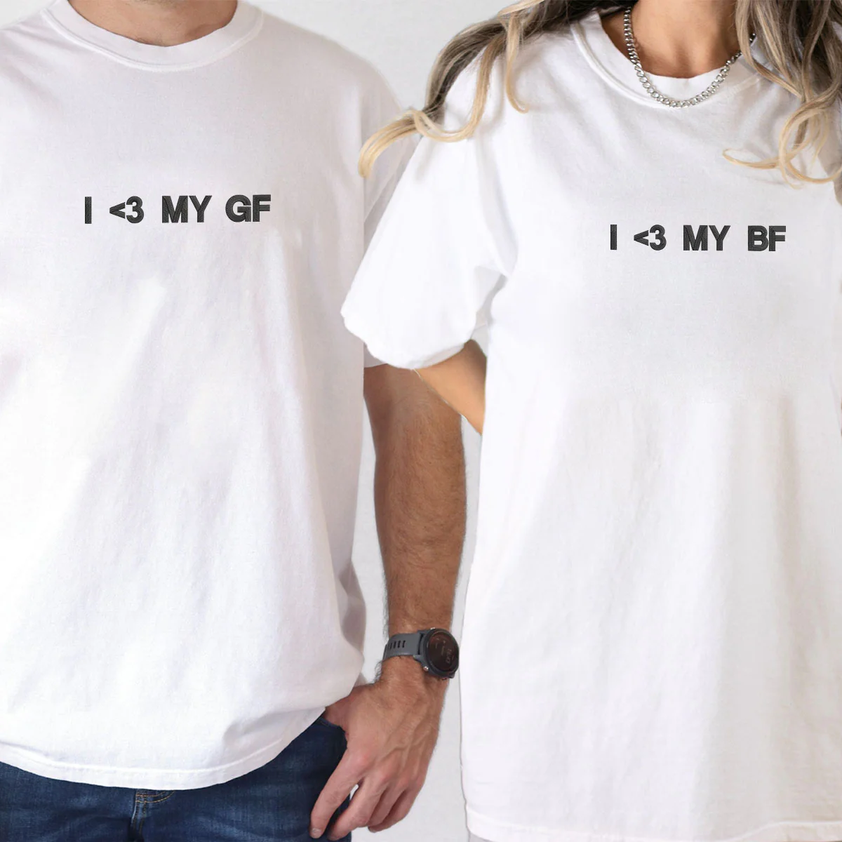 Custom Embroidered I Love My Gf Bf Matching T-shirts for Couples - Image 6