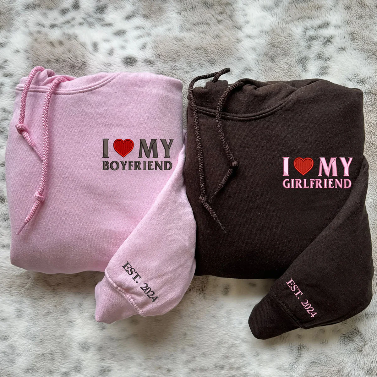 Custom Embroidered I Love My Girlfriend, Boy Friend Matching Hoodies for Couples - Image 3