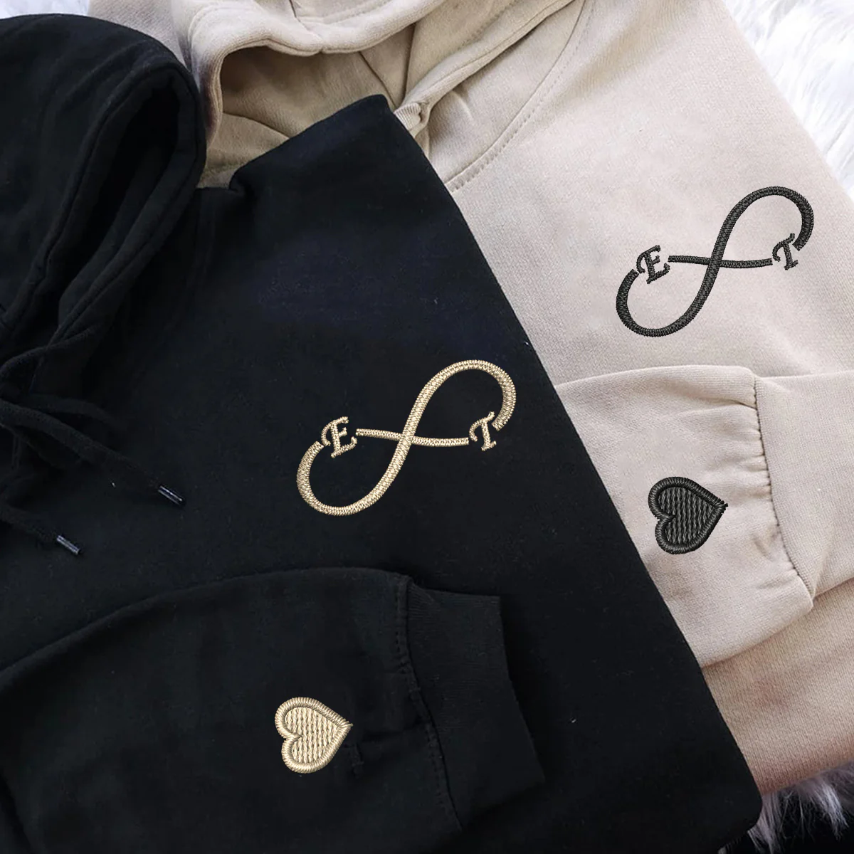 Custom Embroidered I Love You Infinity Matching Hoodies for Couples - Image 2