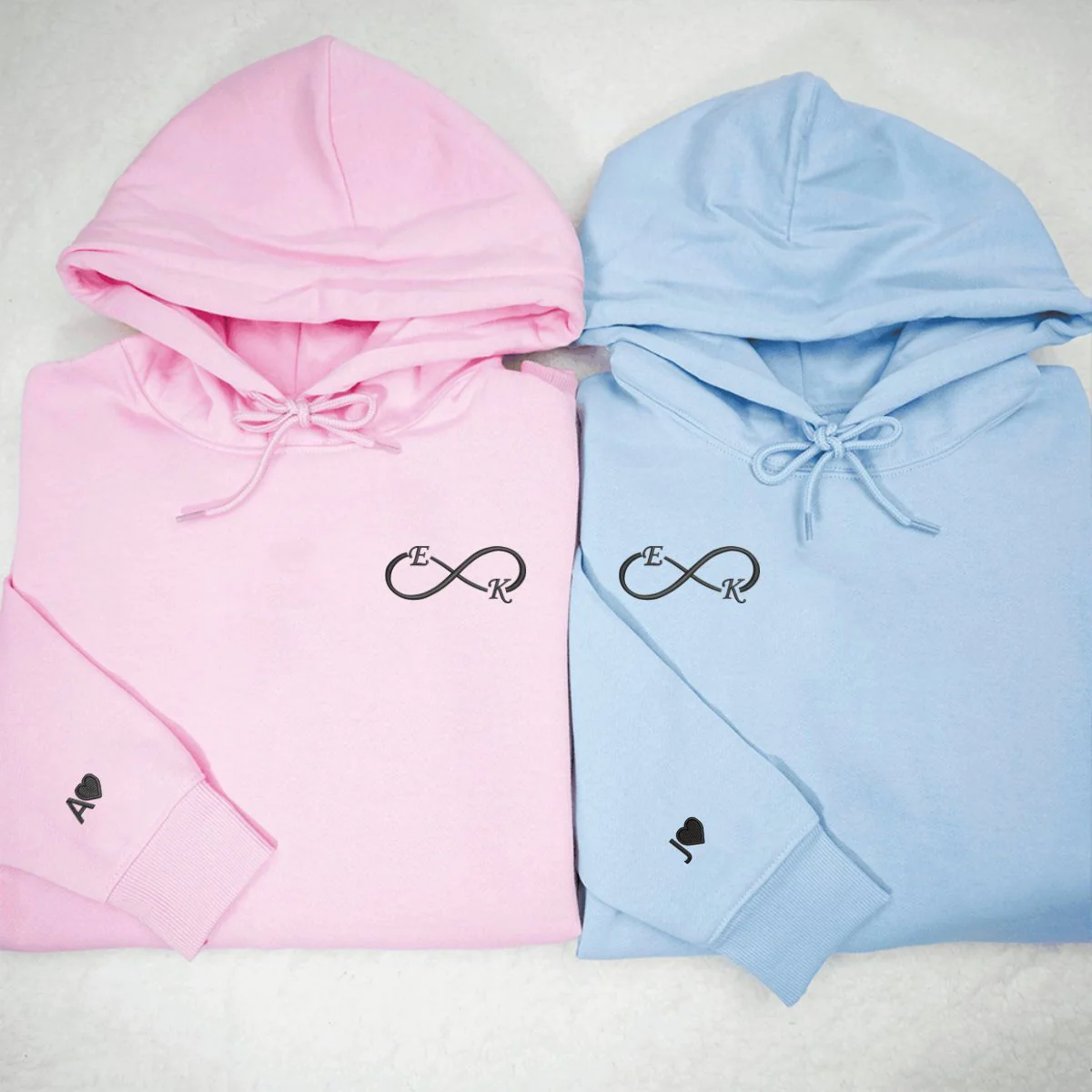 Custom Embroidered I Love You Infinity Matching Hoodies for Couples - Image 3