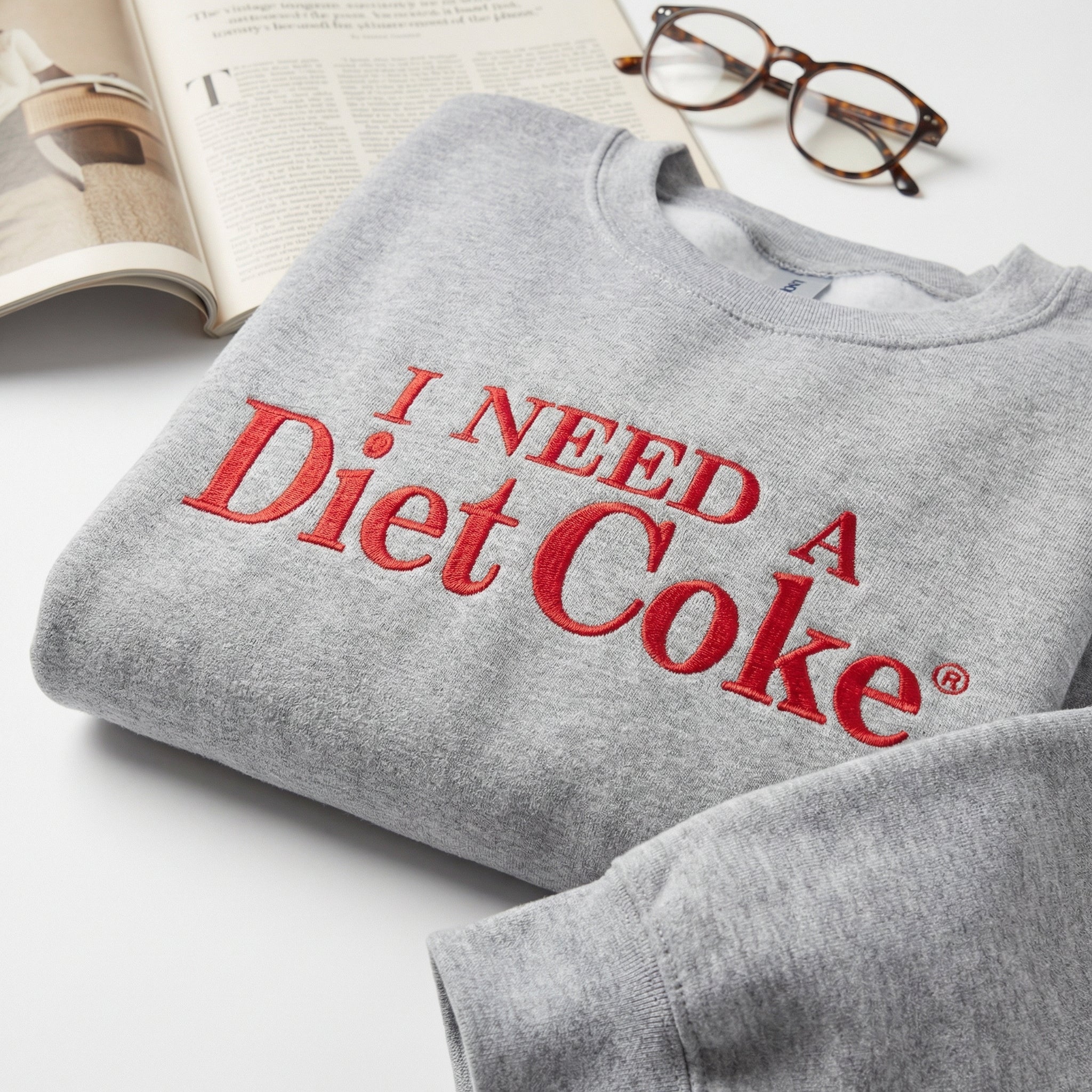 Custom Embroidered I Need a Diet Coke Hoodie - Funny Soda Lover Sweatshirt