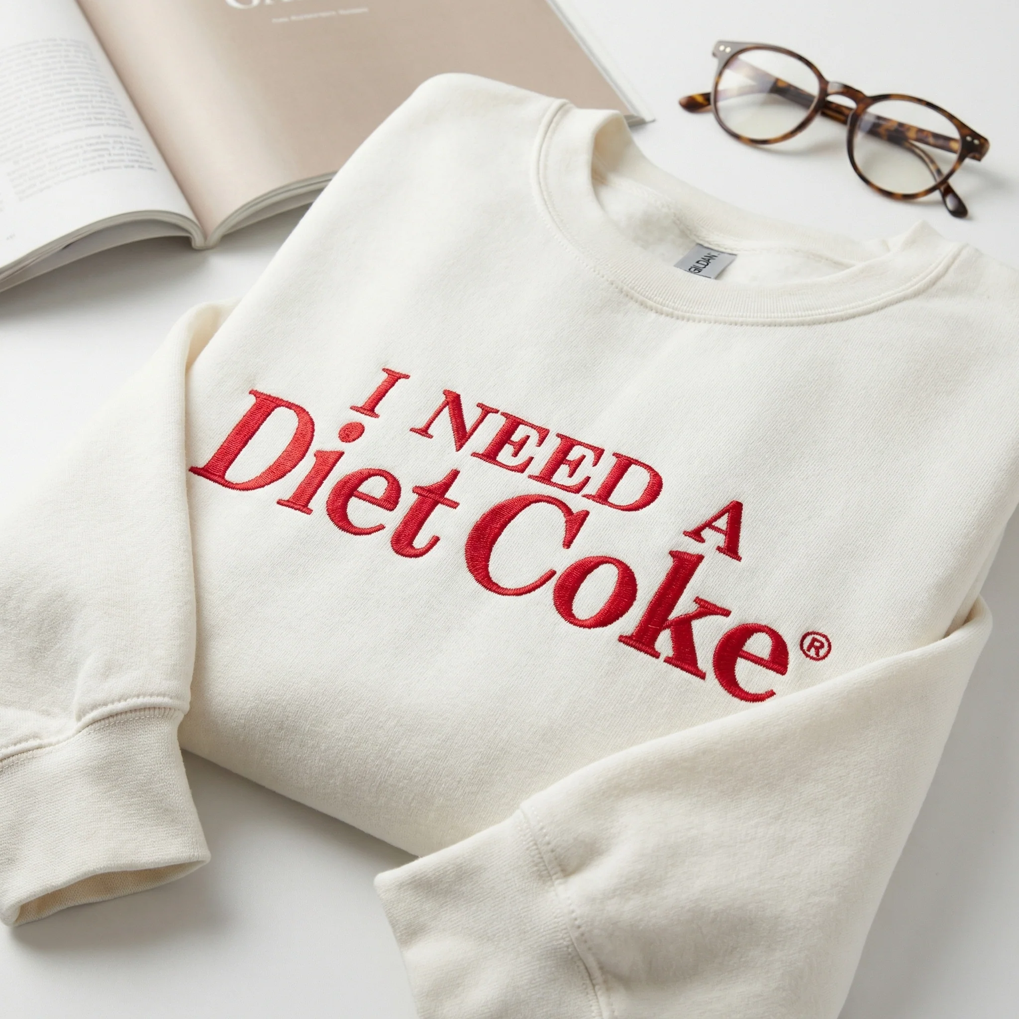 Custom Embroidered I Need a Diet Coke Hoodie - Funny Soda Lover Sweatshirt - Image 3