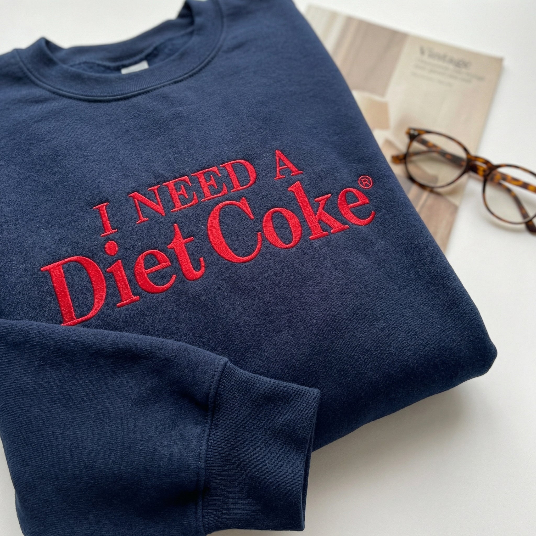 Custom Embroidered I Need a Diet Coke Hoodie - Funny Soda Lover Sweatshirt - Image 4